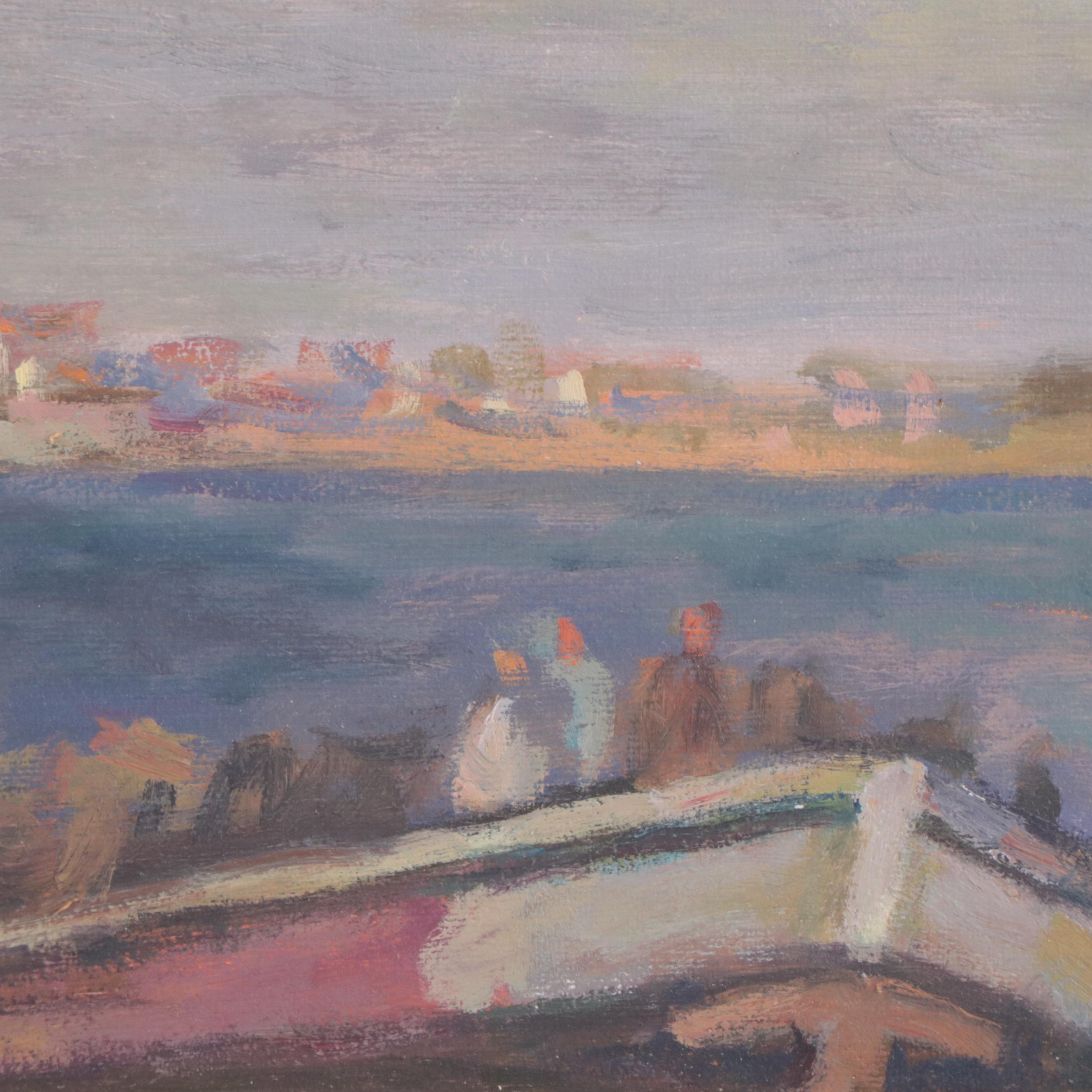 Bloemer Harbor Scene Oil Painting