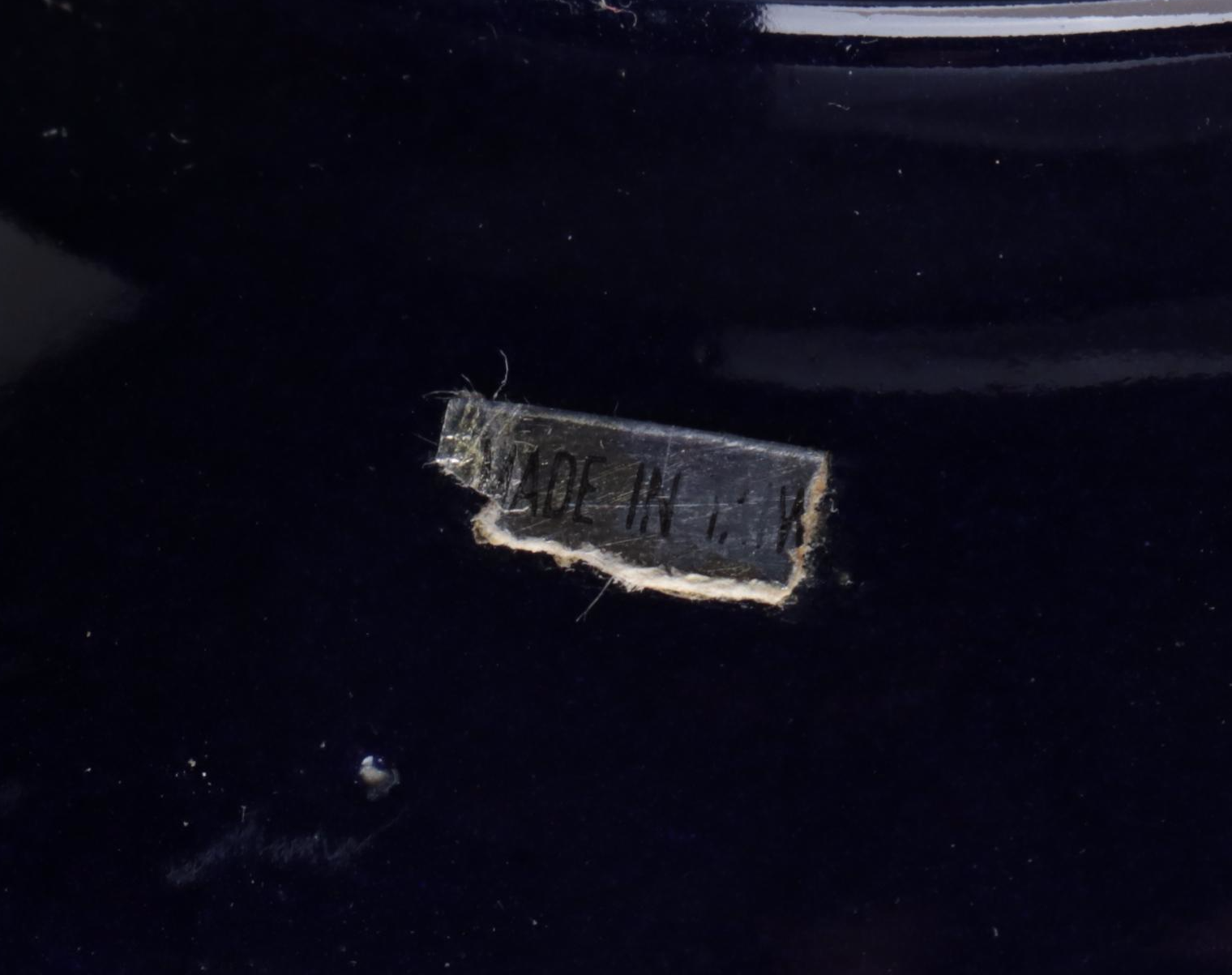 Pair of Gilt Bird Motif Cobalt Glazed Ceramic Oil Lamp, Adapted, 20th Century