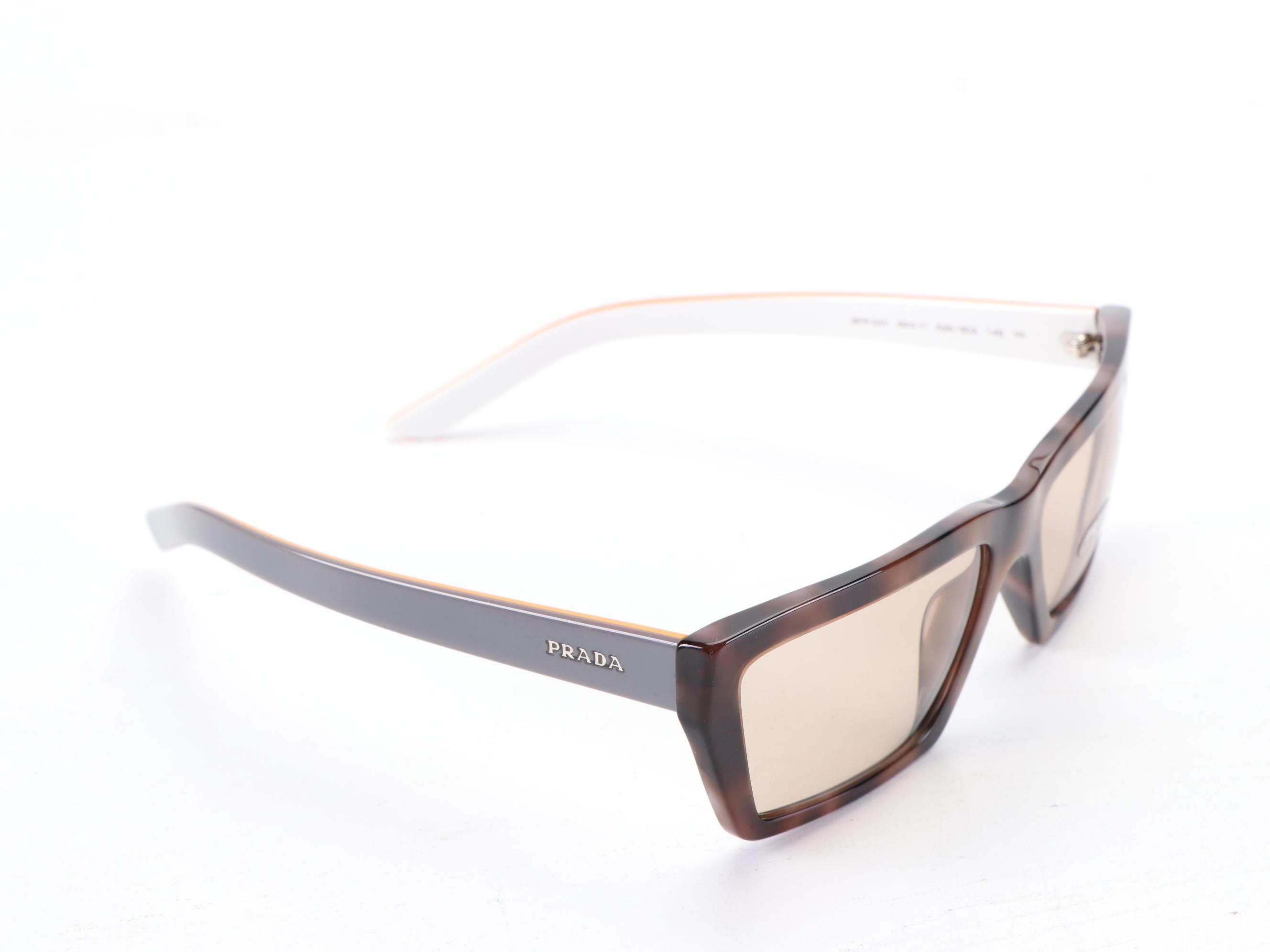 Prada SPR 04V Angular Rectangular Sunglasses with Case and Box