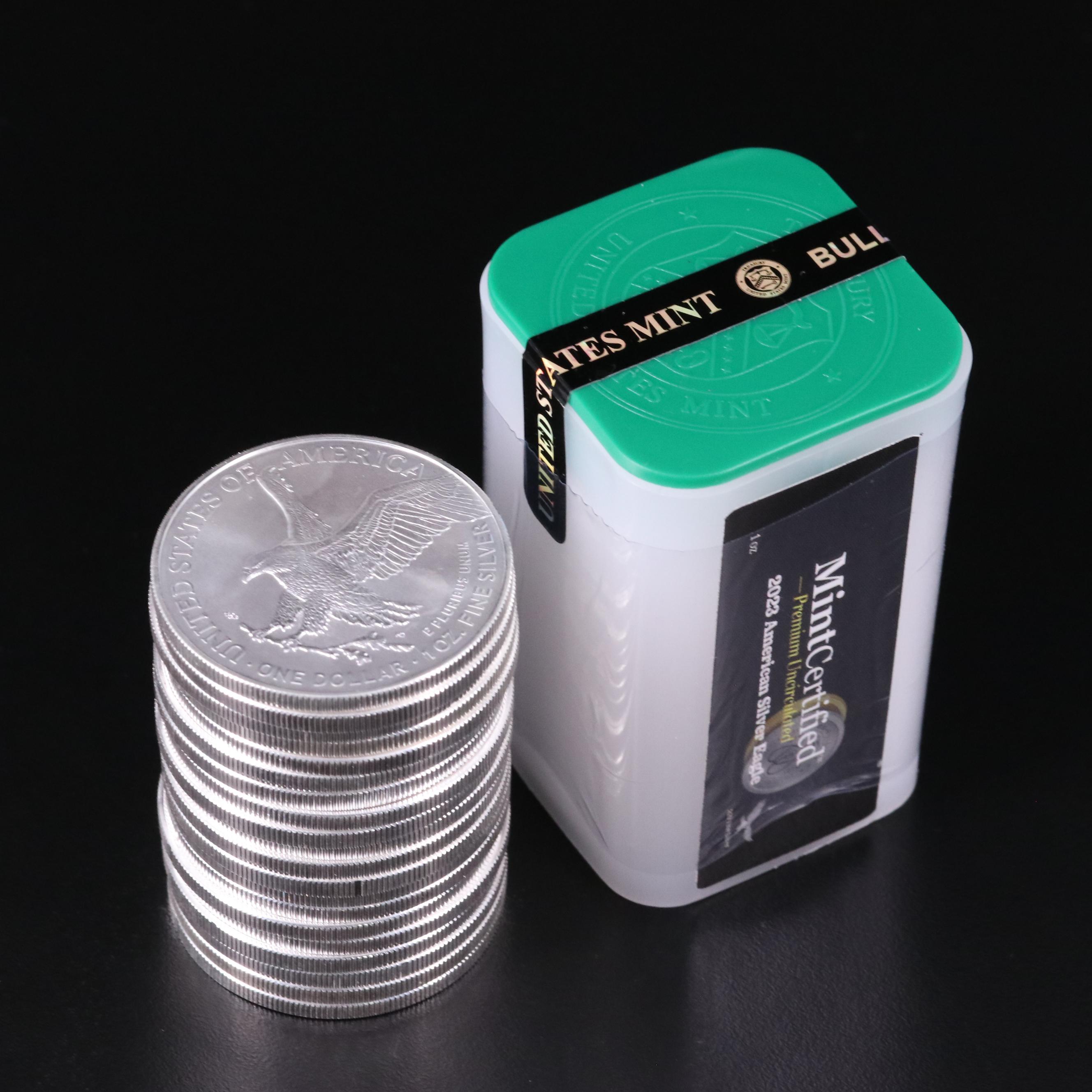 Two Rolls of Twenty 2023 American Silver Eagles
