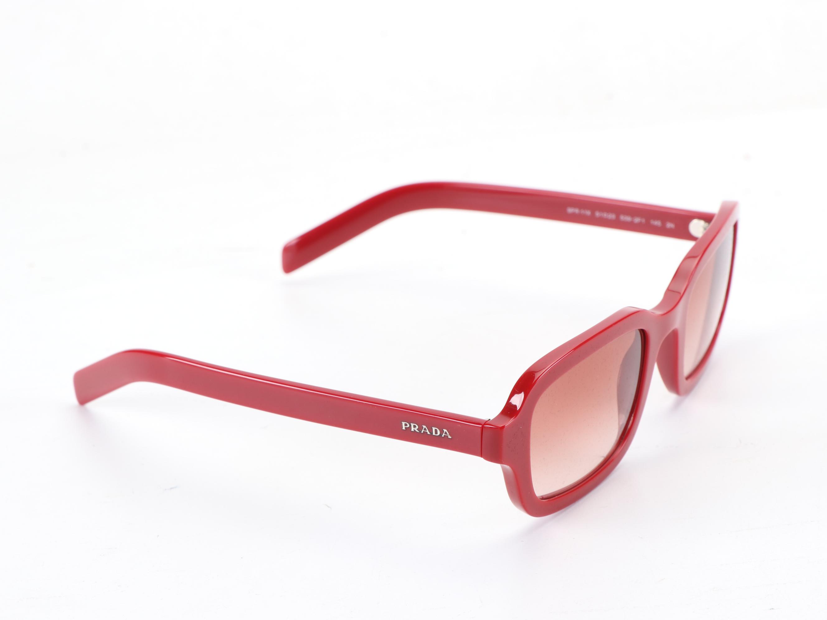 Prada SPR 11X Red Rectangular Sunglasses with Case and Box