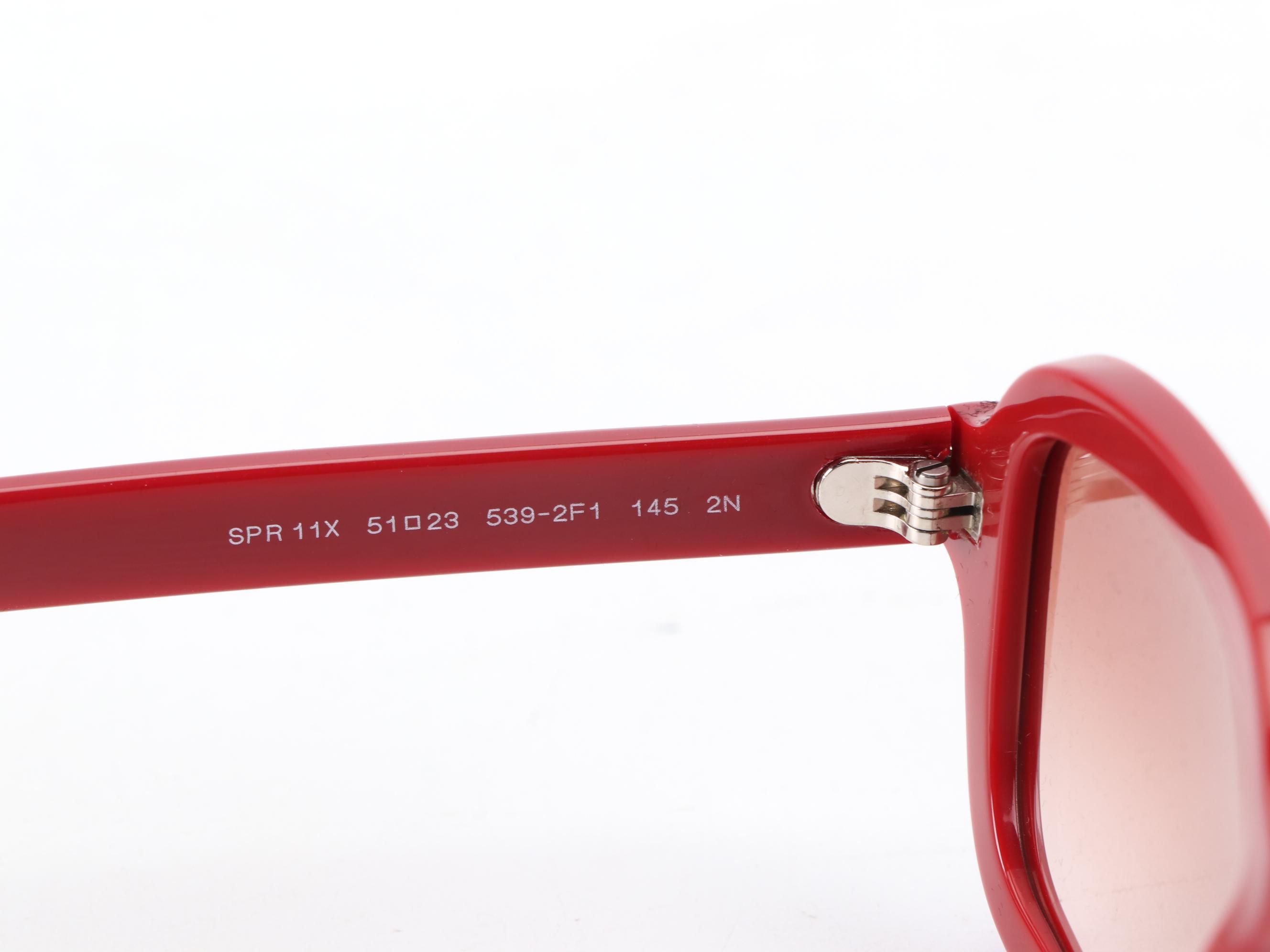 Prada SPR 11X Red Rectangular Sunglasses with Case and Box