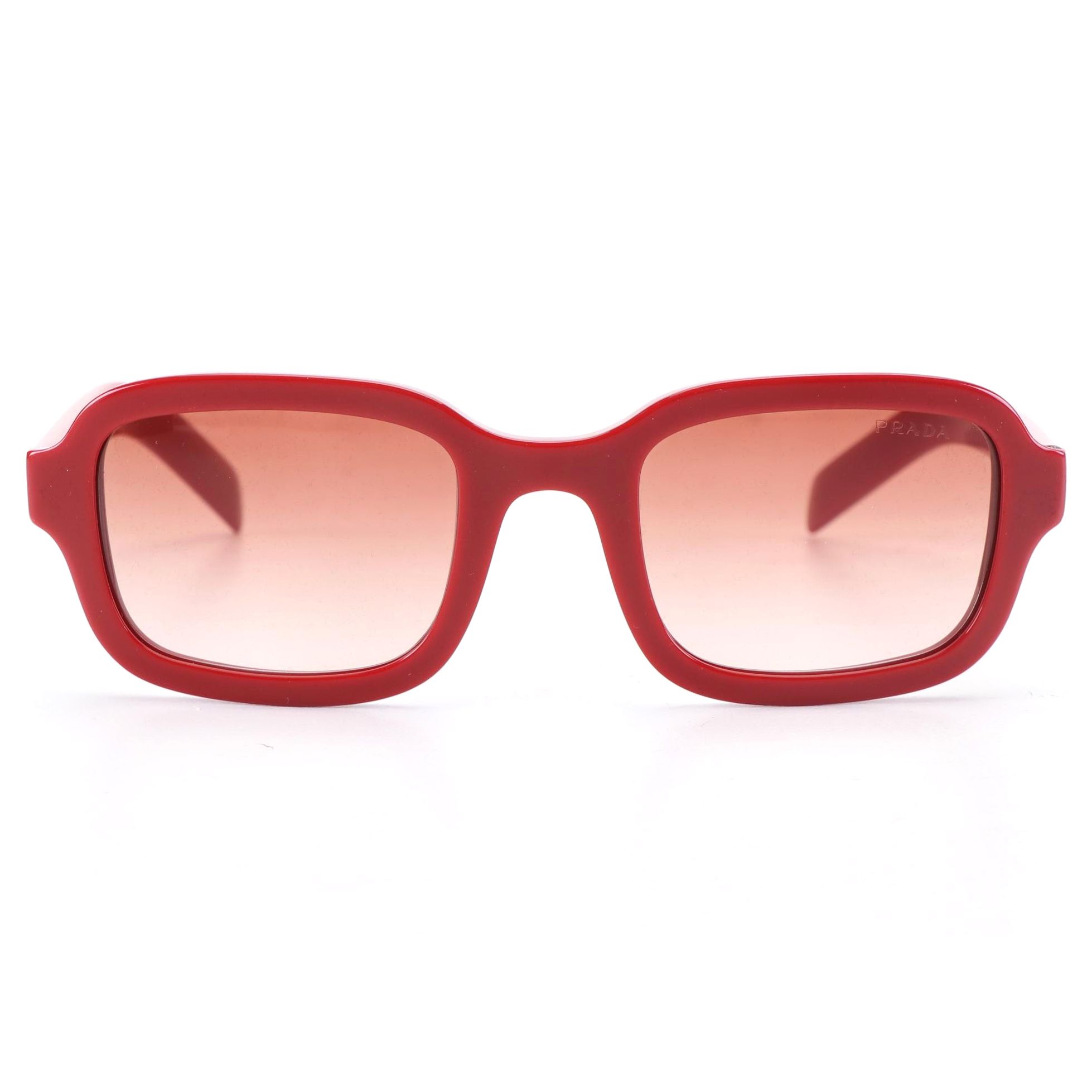 Prada SPR 11X Red Rectangular Sunglasses with Case and Box