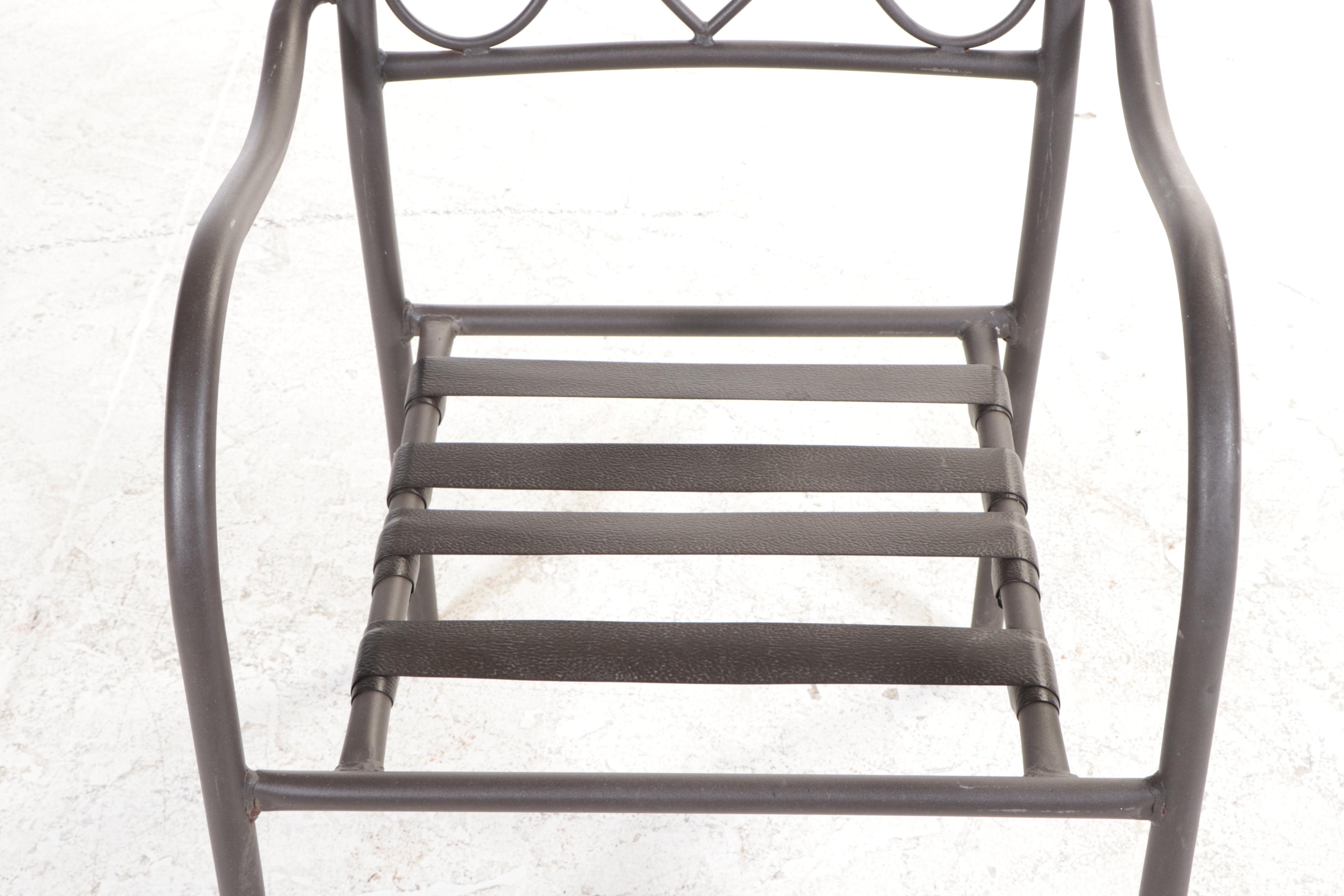 Six Powder-Coated Metal Patio Dining Armchairs