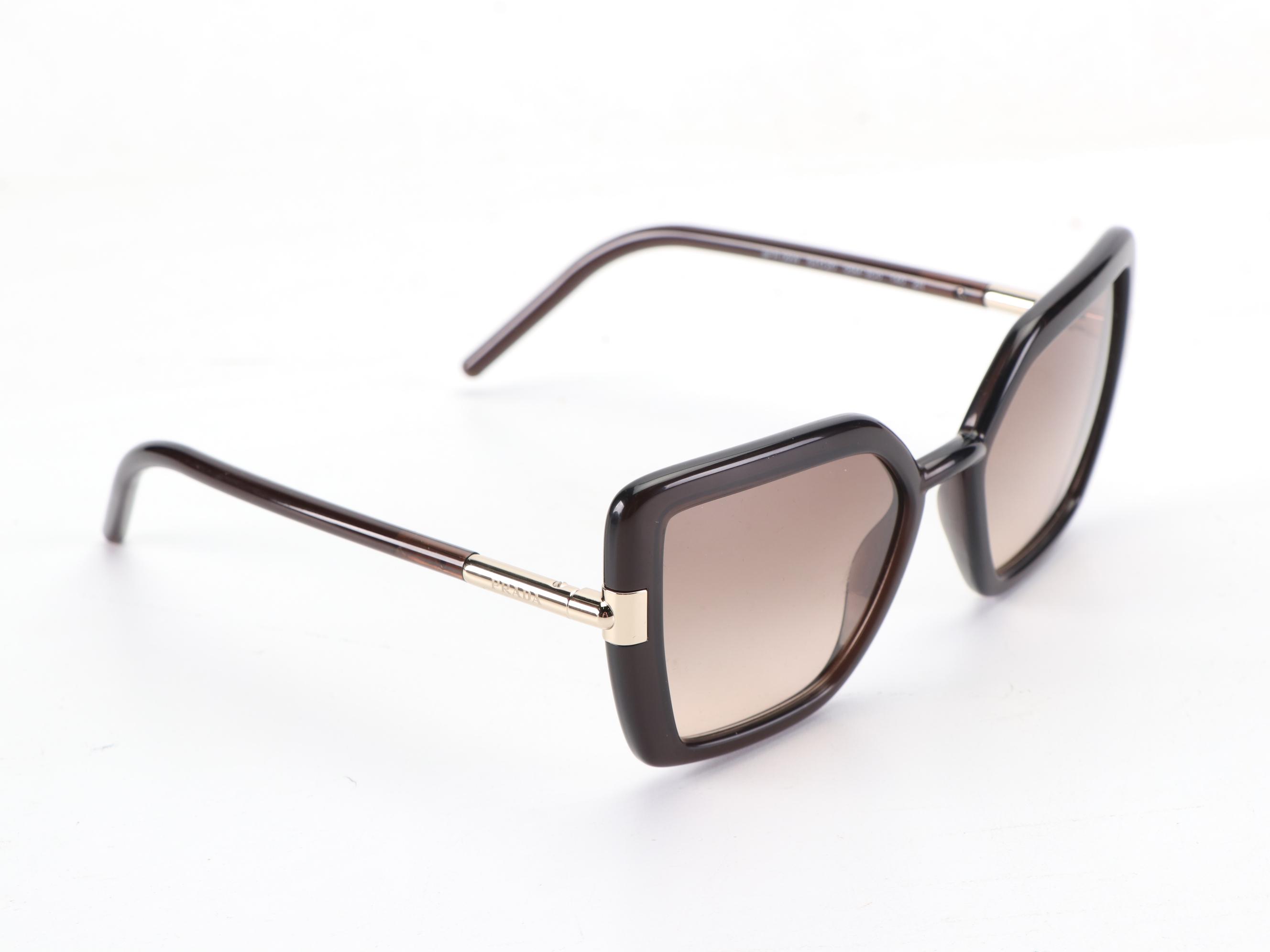 Prada SPR09W Geometric Sunglasses with Case and Box