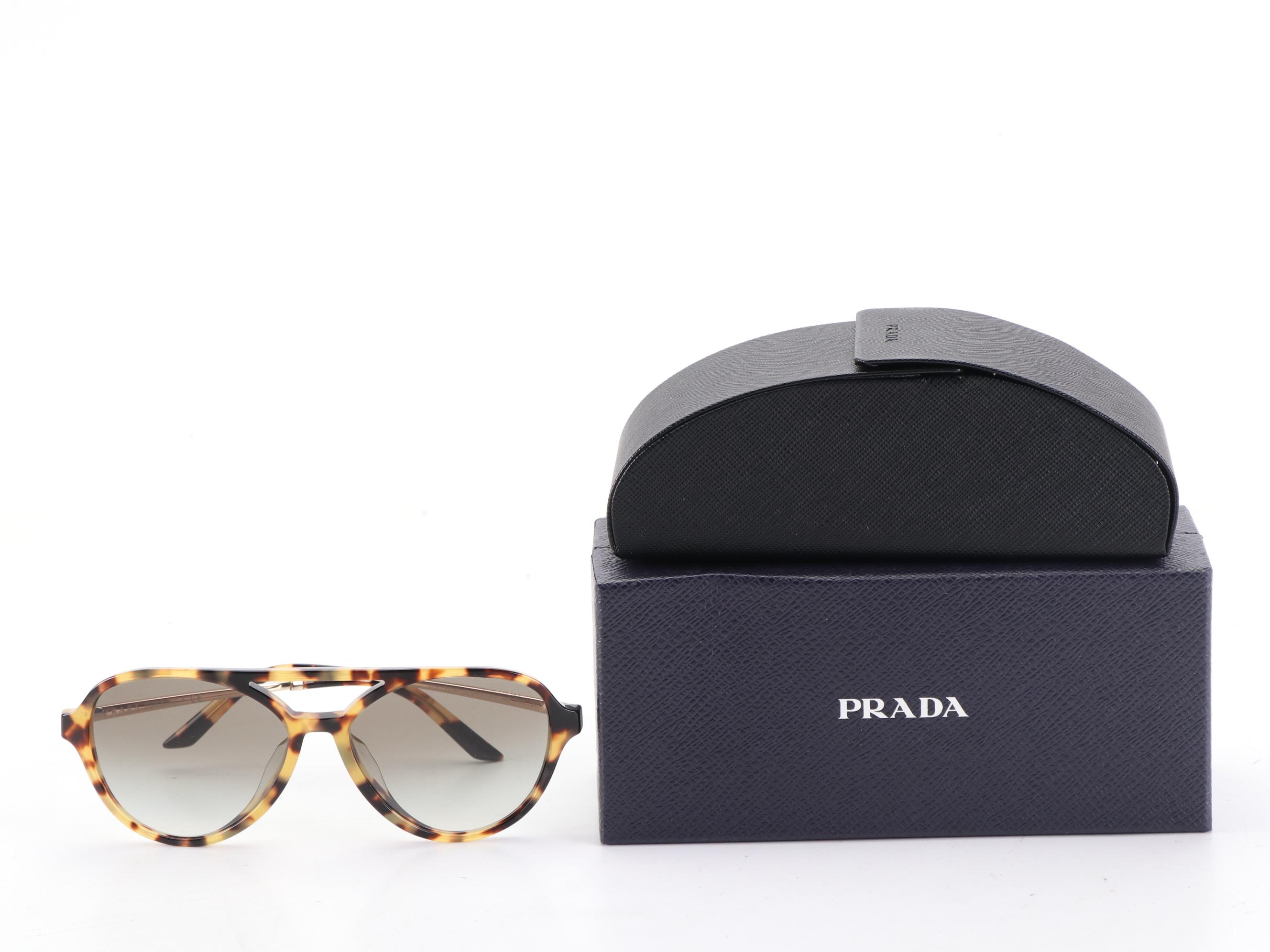 Prada SPR13W-F Havana Sunglasses with Case and Box