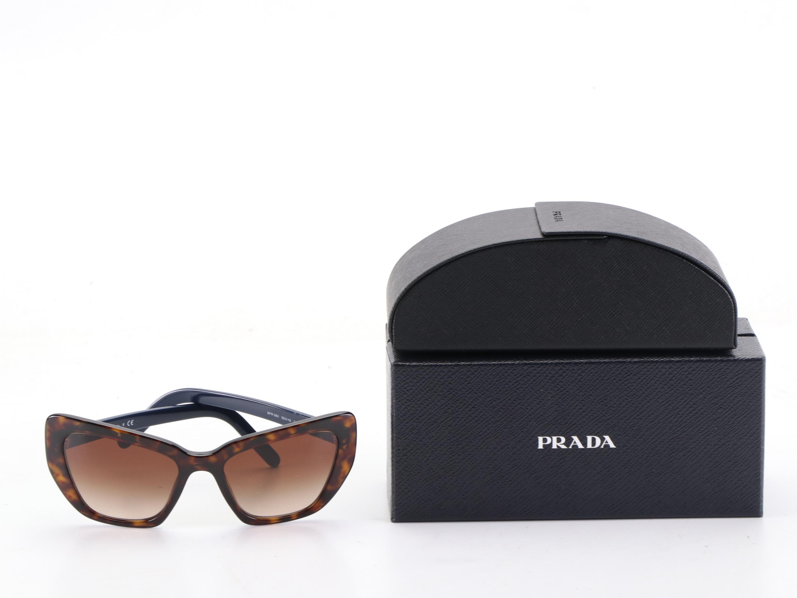 Prada SPR08V Catwalk Havana Sunglasses with Case and Box