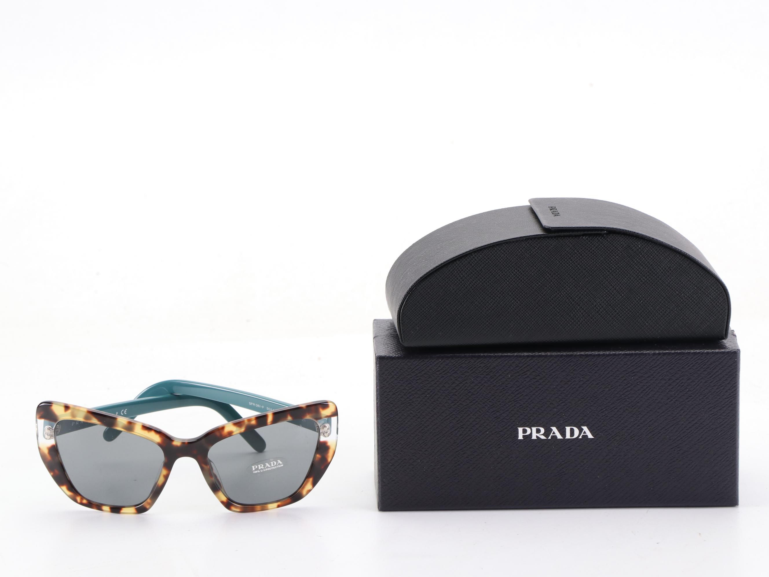 Prada SPR08V-F Catwalk Havana Sunglasses with Case and Box
