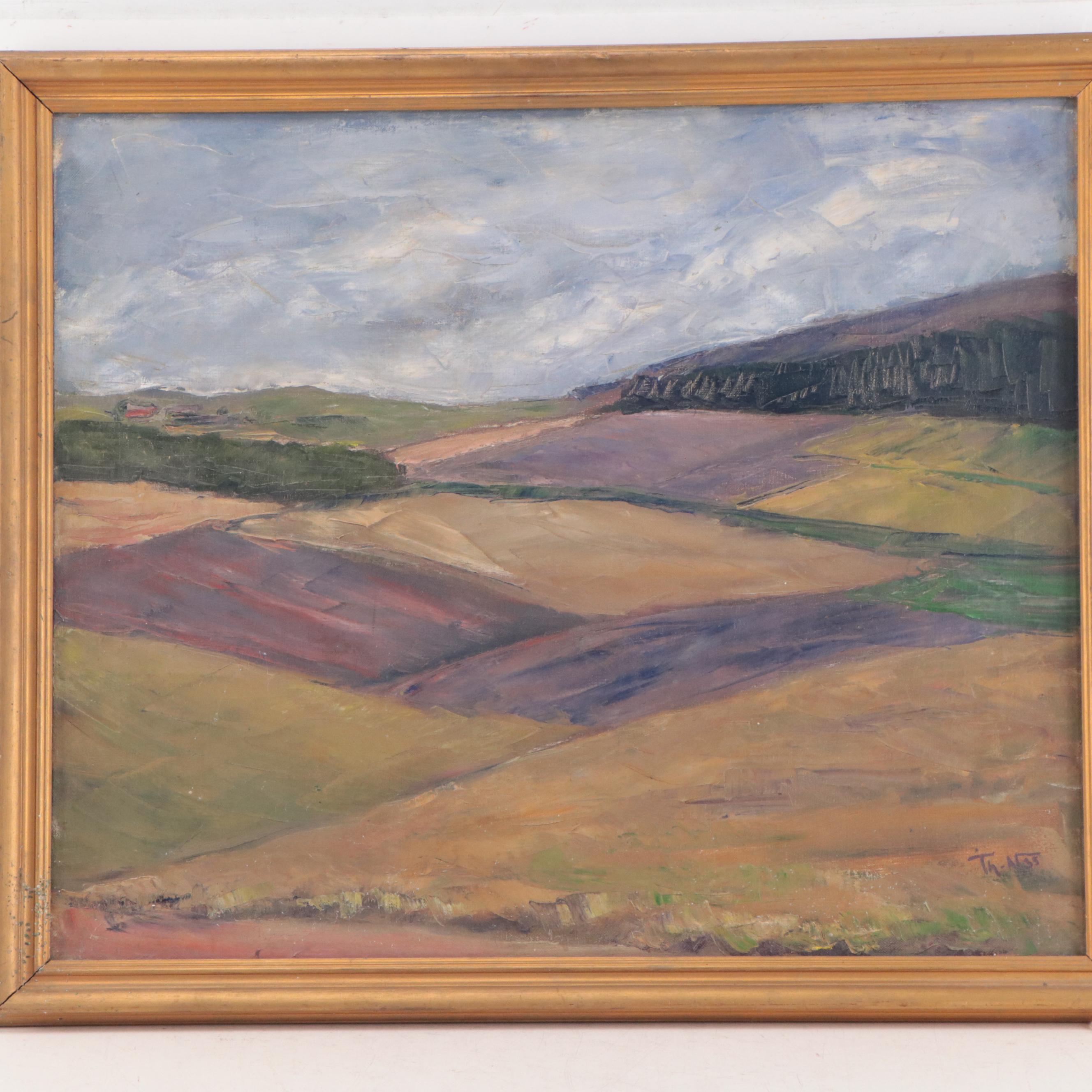 Valley Landscape Oil Painting, 1935