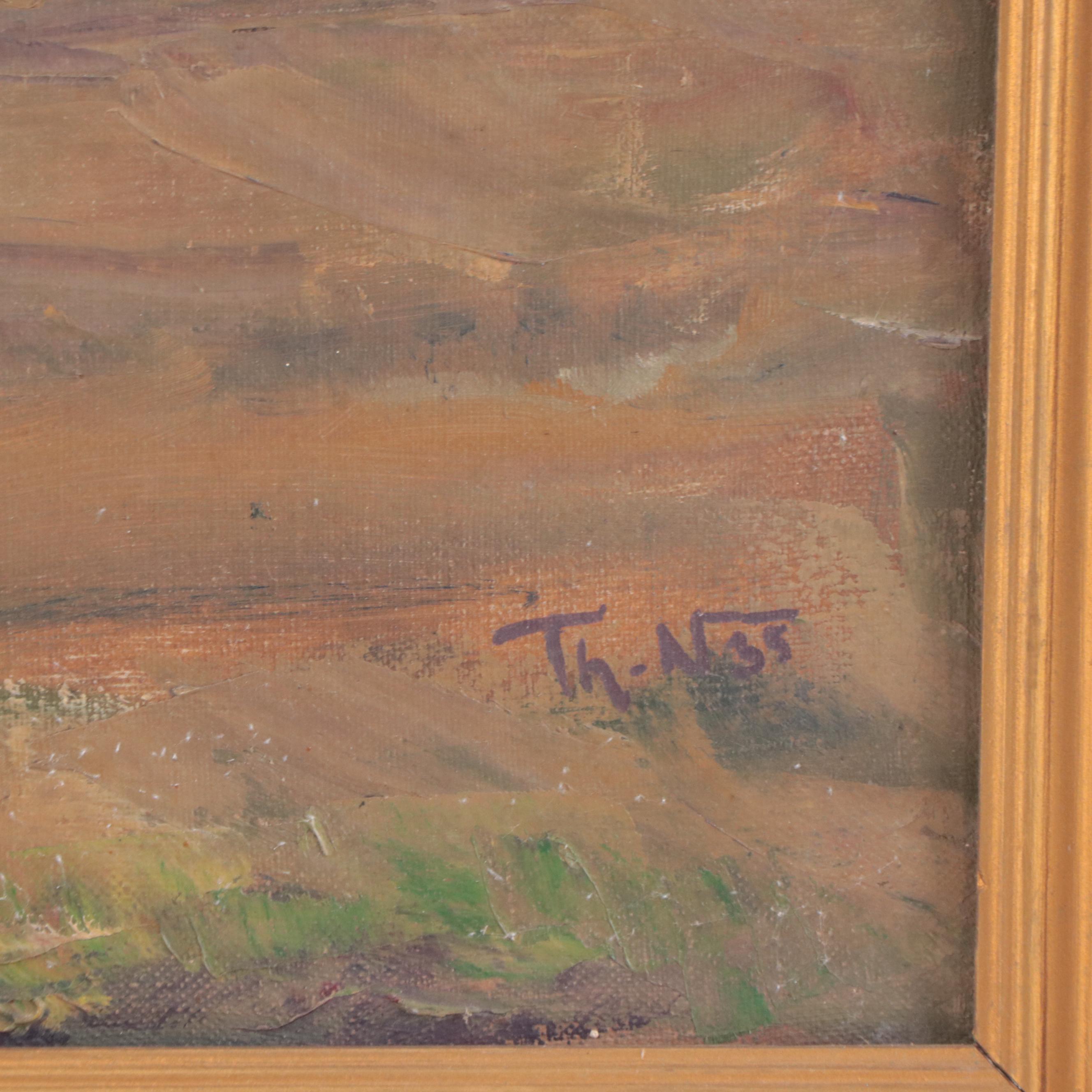 Valley Landscape Oil Painting, 1935