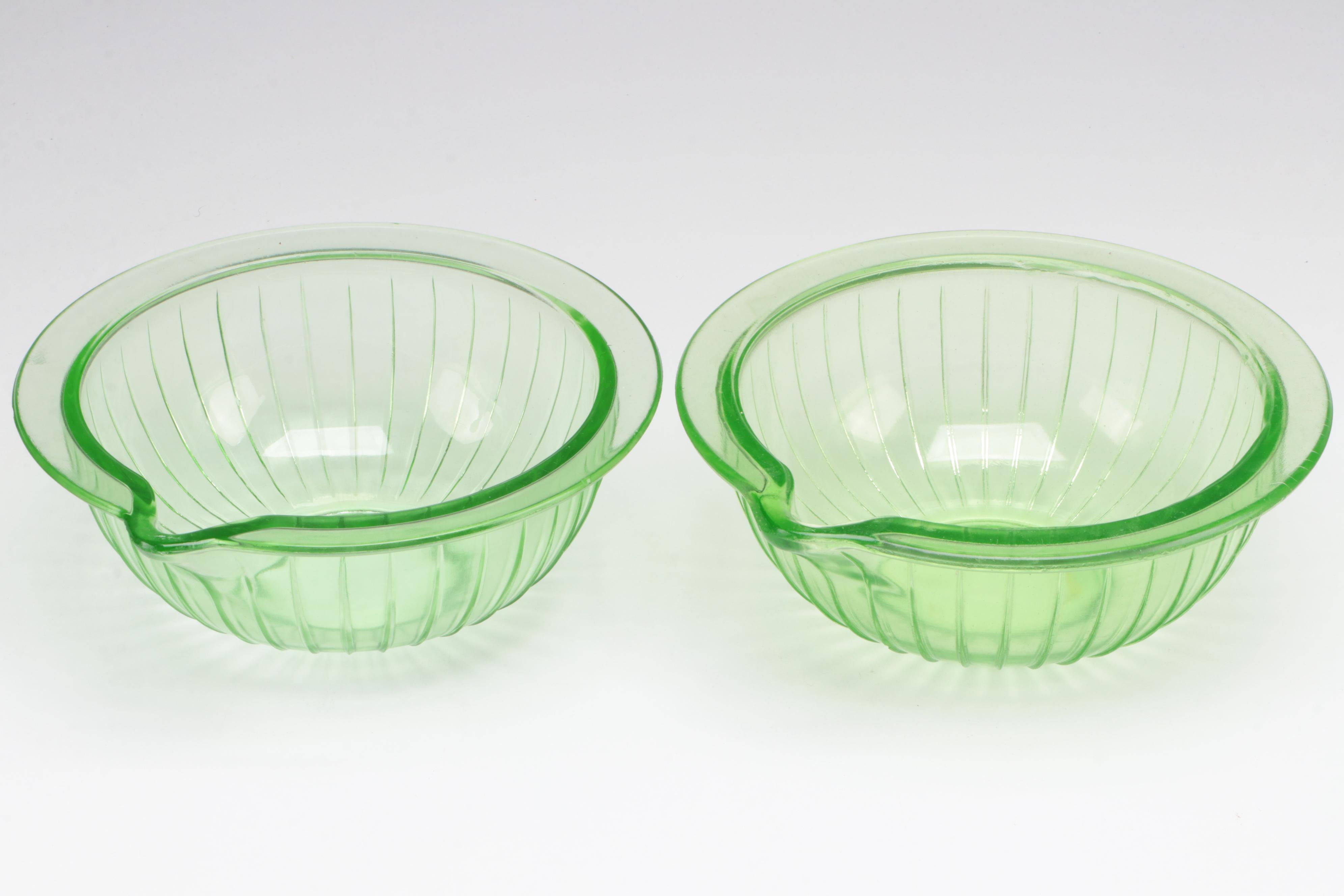 Ekco A&J Egg Beater with Uranium Glass Kitchenware, Early to Mid 20th Century