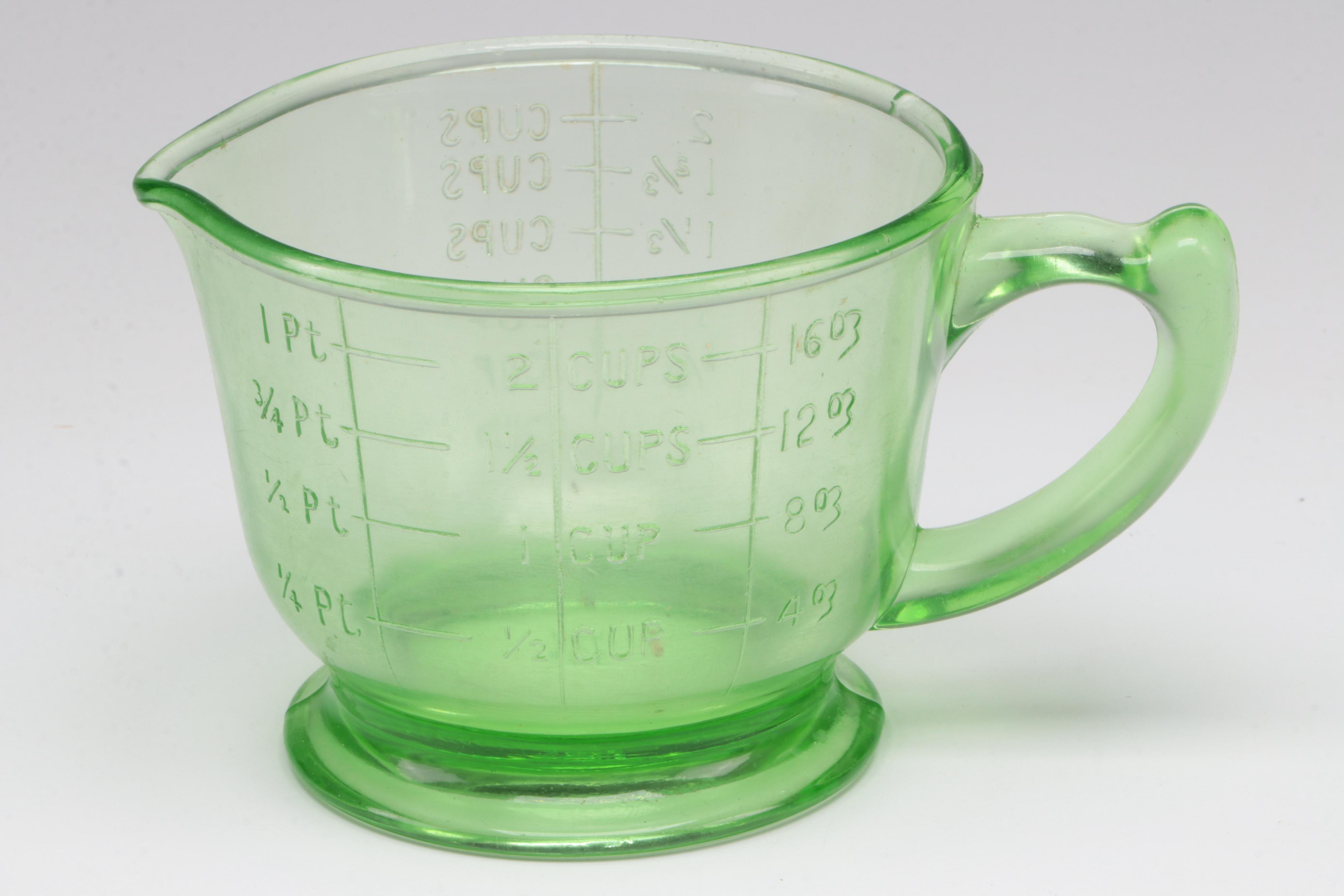 Ekco A&J Egg Beater with Uranium Glass Kitchenware, Early to Mid 20th Century