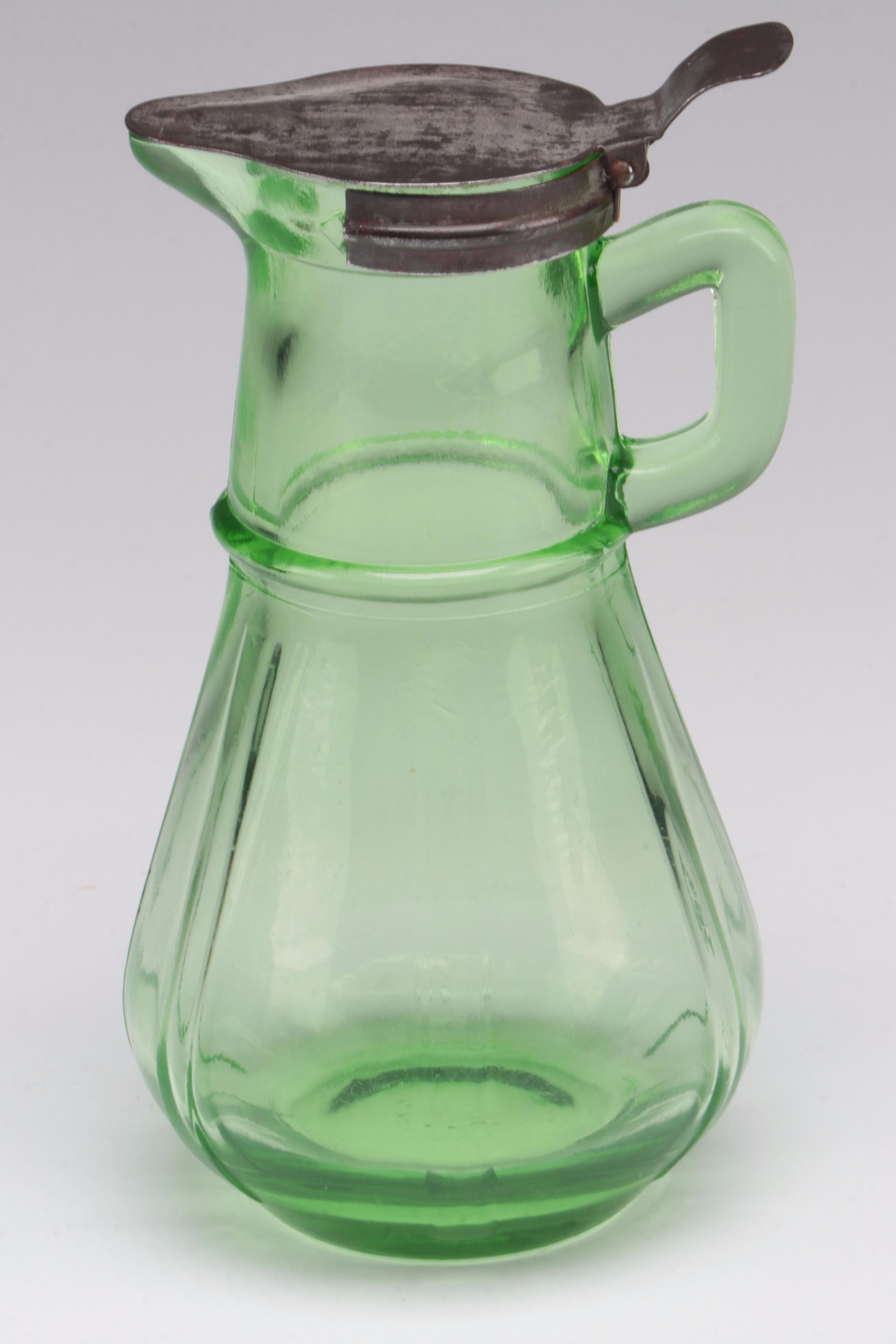 Ekco A&J Egg Beater with Uranium Glass Kitchenware, Early to Mid 20th Century