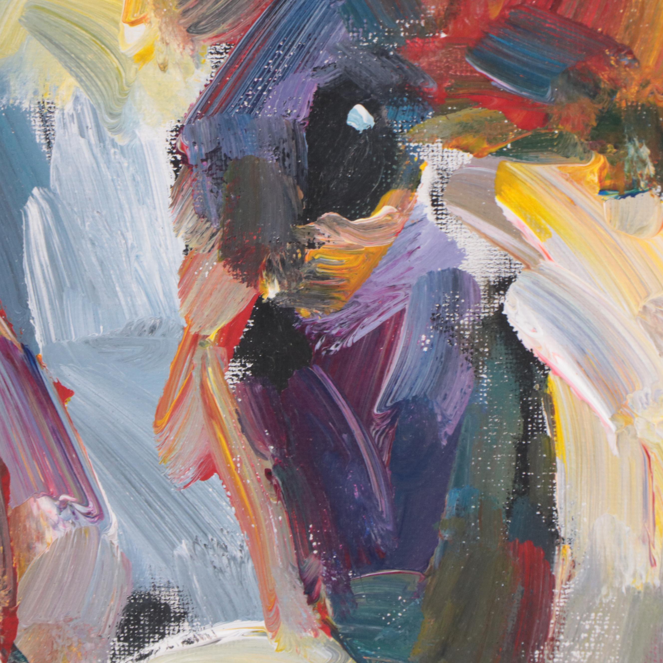 Elle Raines Acrylic Painting of Cow, 21st Century