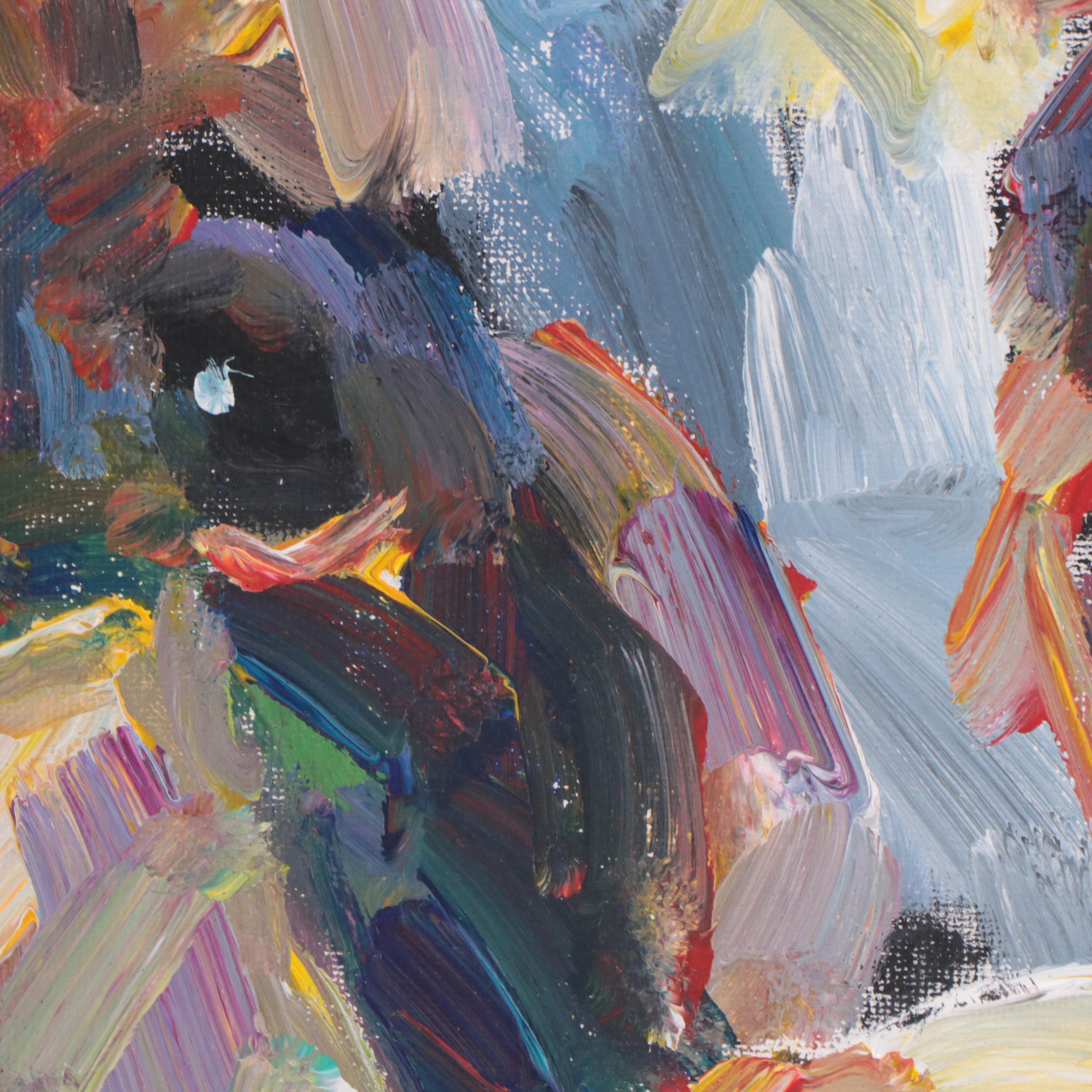 Elle Raines Acrylic Painting of Cow, 21st Century