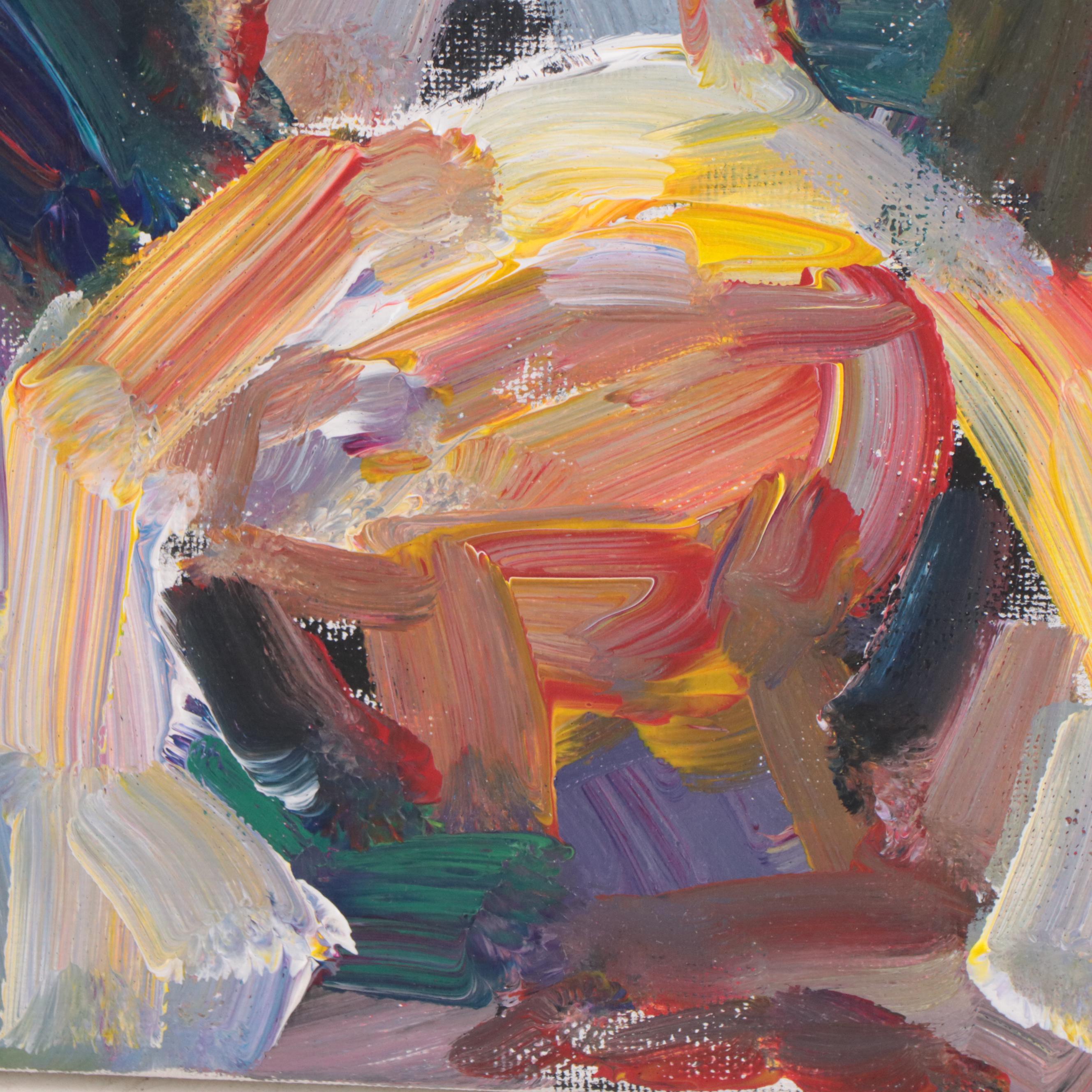 Elle Raines Acrylic Painting of Cow, 21st Century