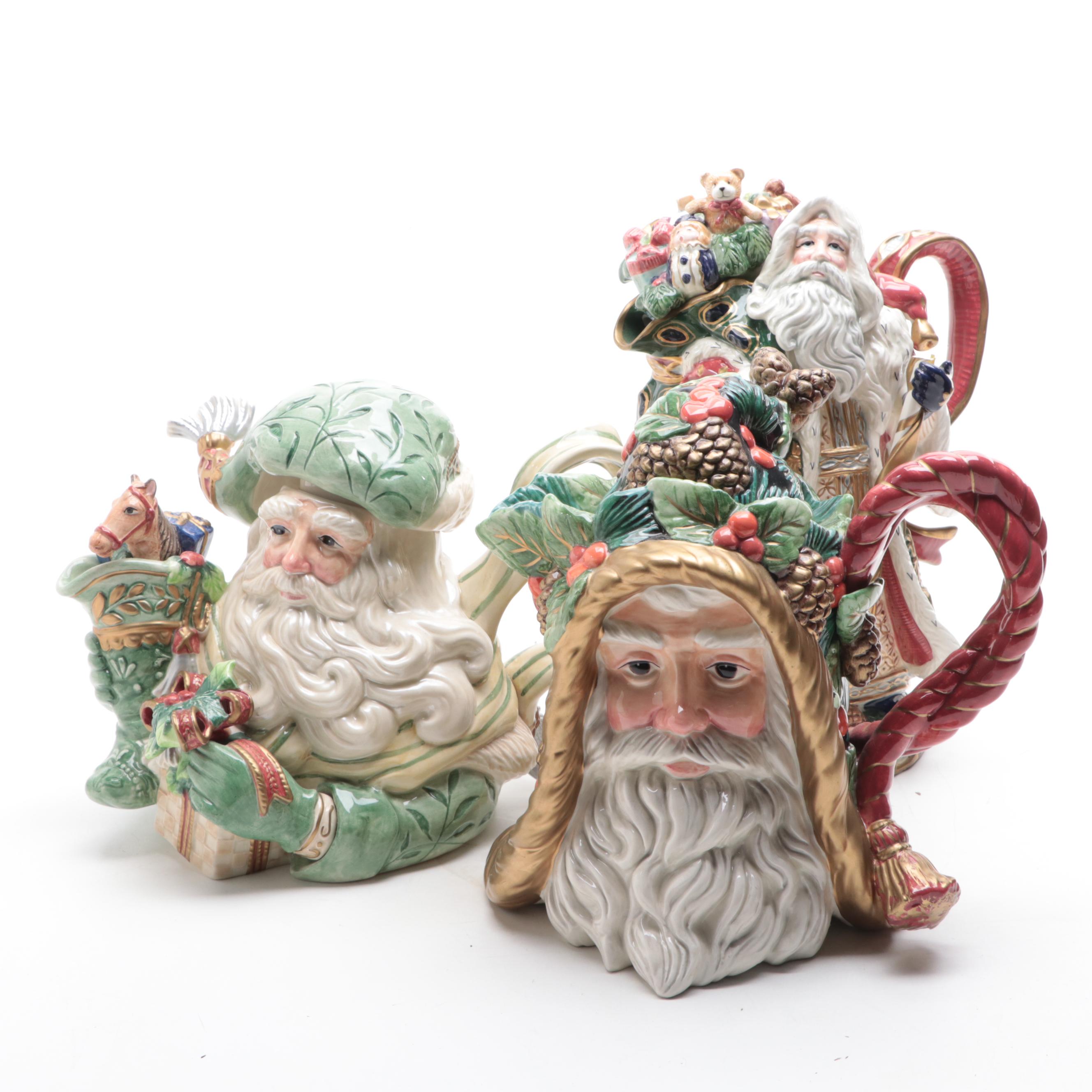 Fitz and Floyd Christmas Themed Teapots