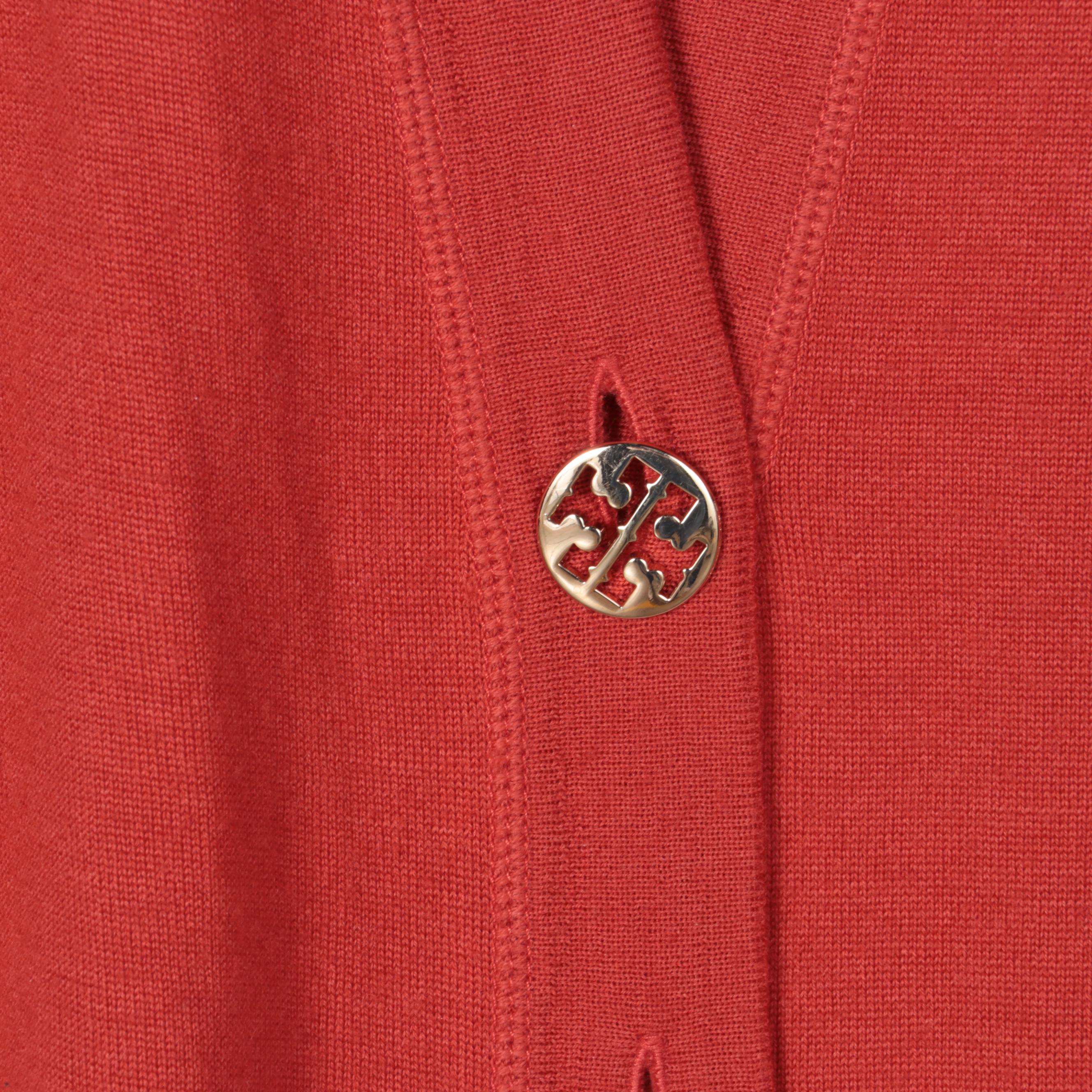 Oscar De La Renta Jacket and Tory Burch Logo Button-Front Long Cardigan