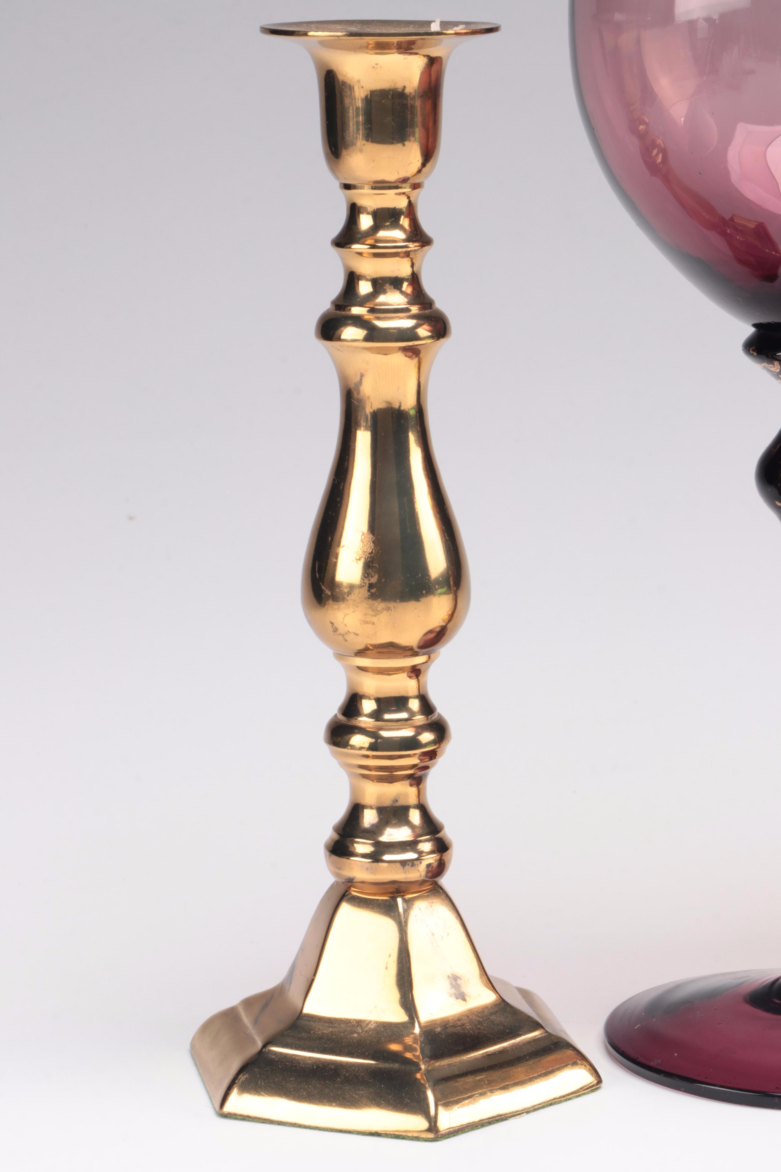 Glass Votive Holders with Brass Candlesticks