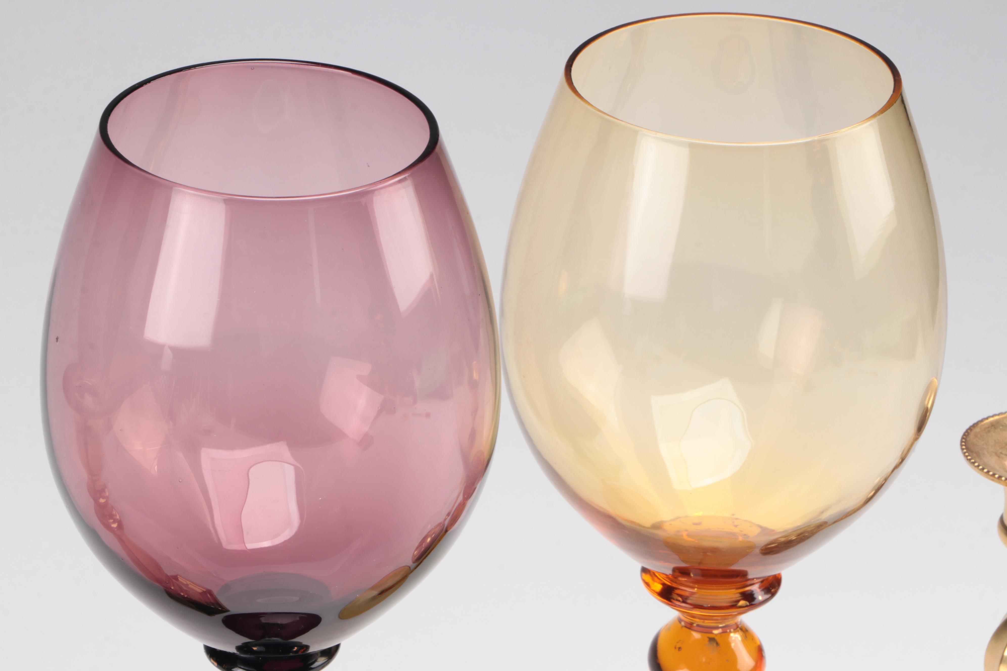 Glass Votive Holders with Brass Candlesticks