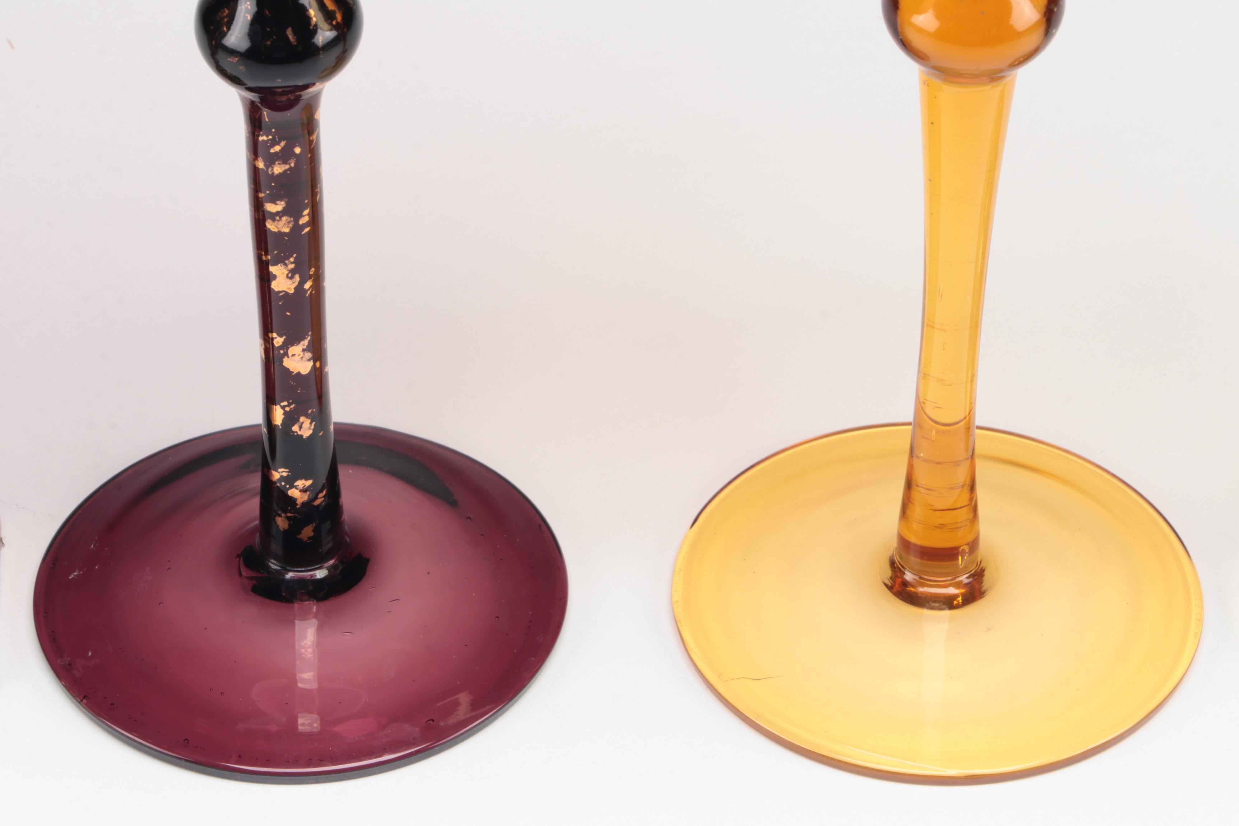 Glass Votive Holders with Brass Candlesticks