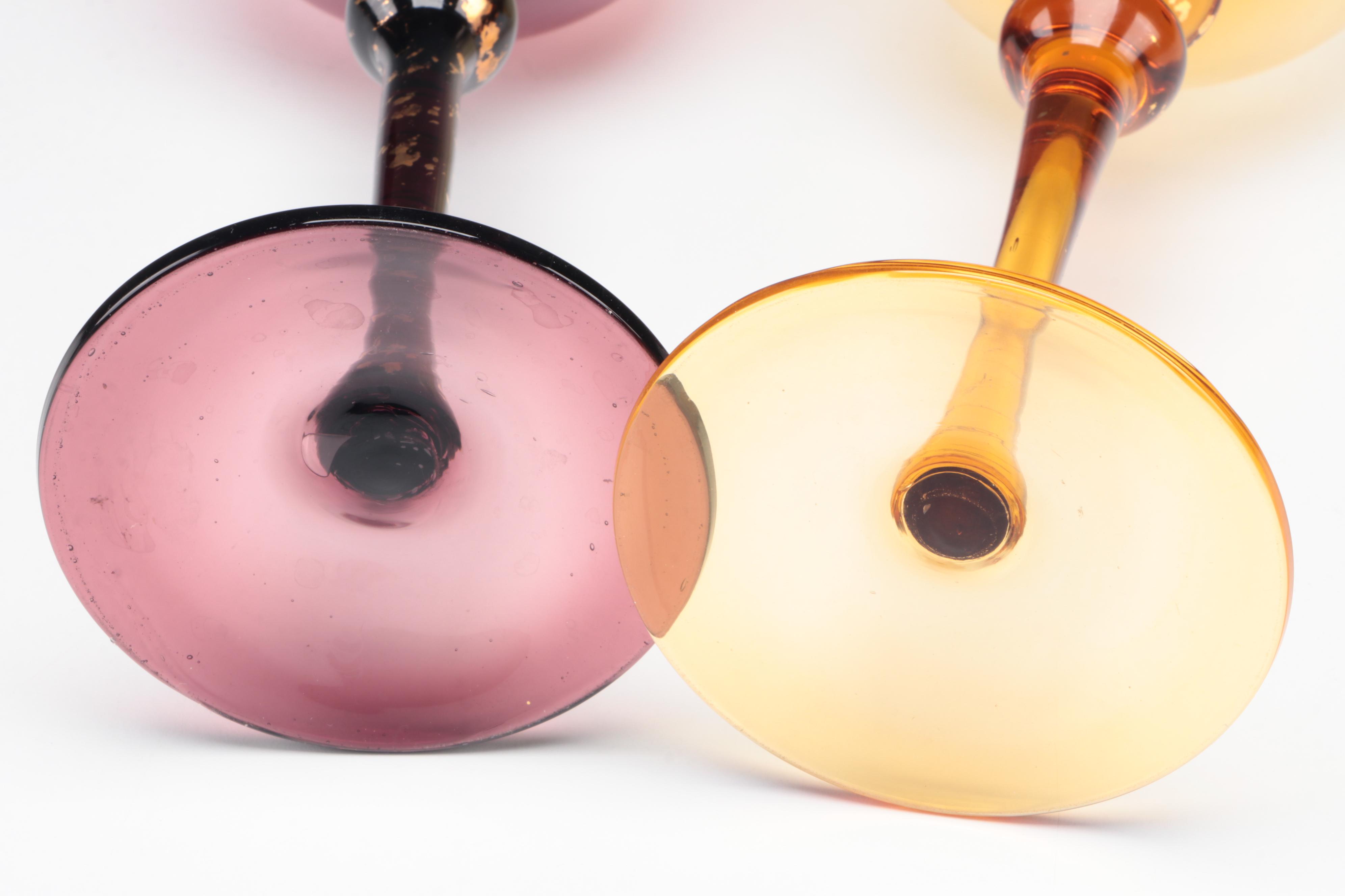 Glass Votive Holders with Brass Candlesticks