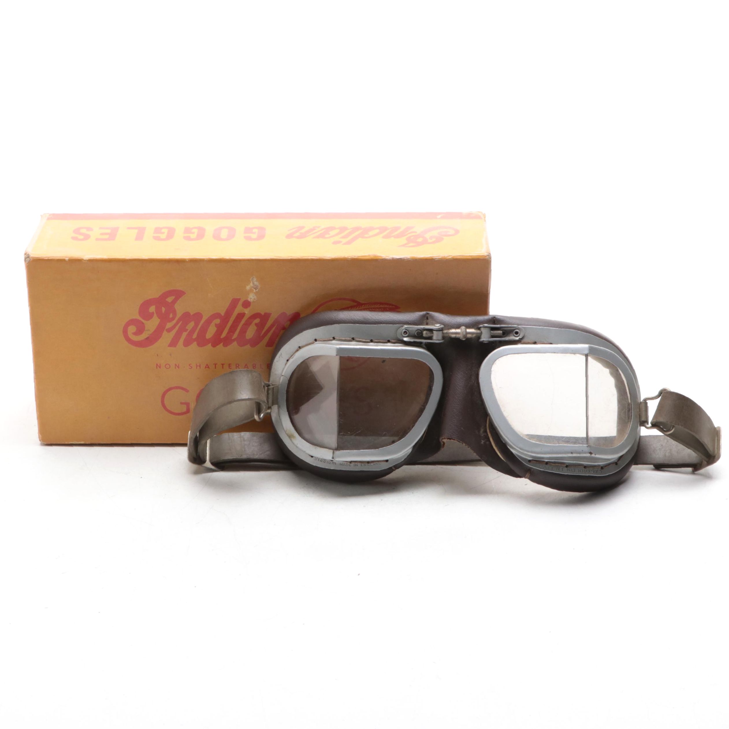 Indian "Stadium" Leather Motorcycle Goggles, Mid-20th Century