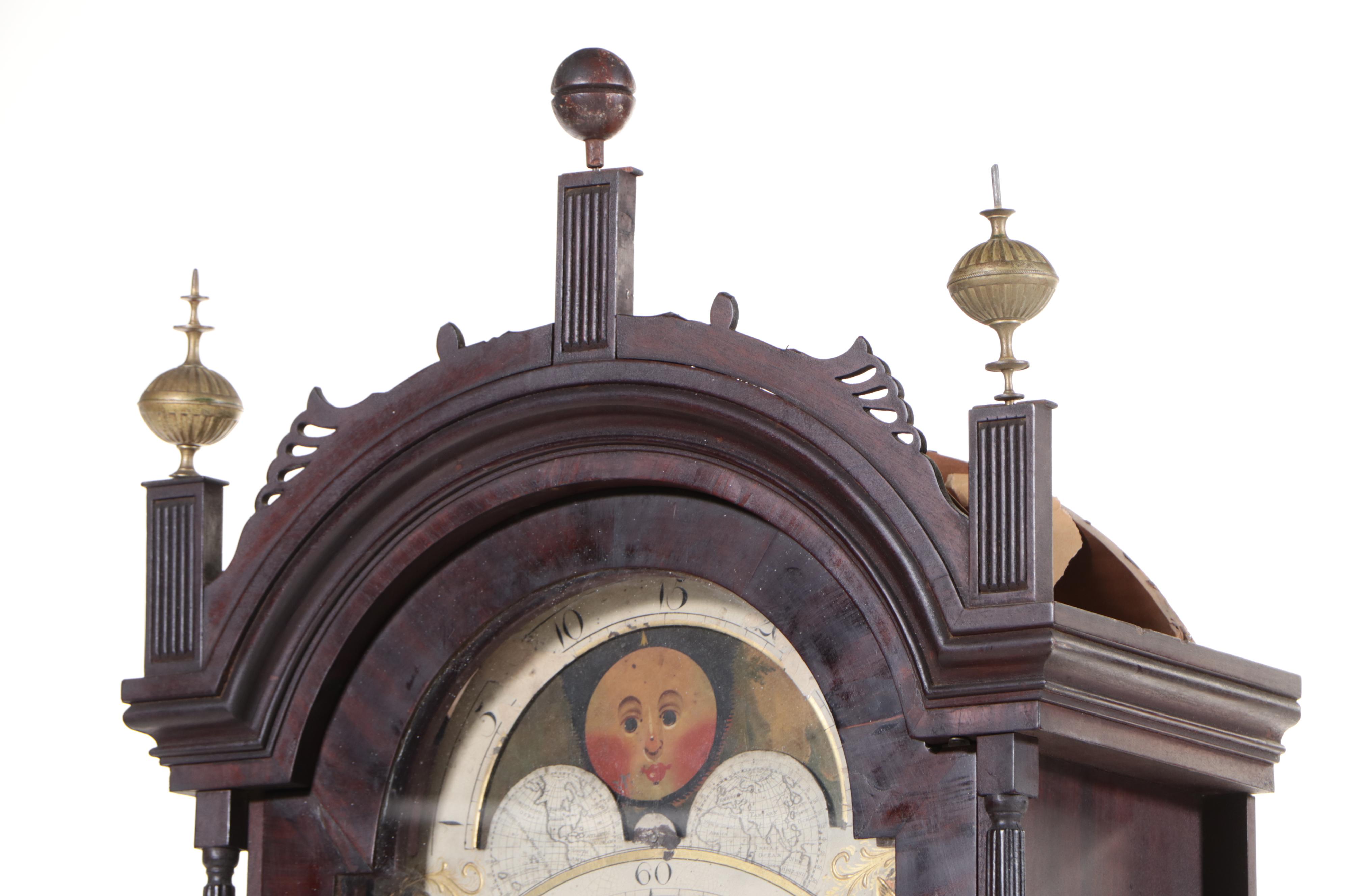 Reuben Merriman Federal Mahogany Tall Case Clock, Late 18th/ Early 19th Century