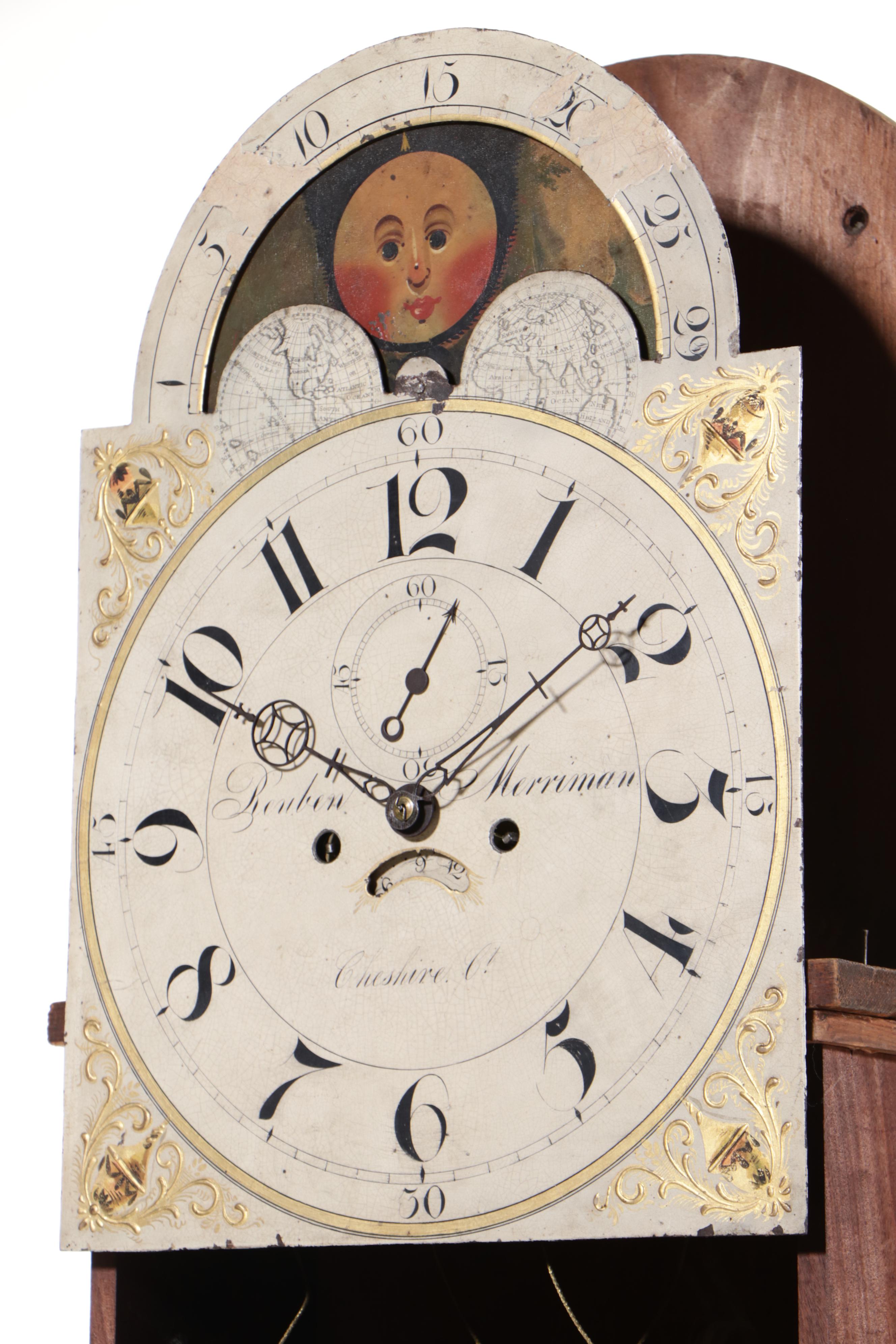 Reuben Merriman Federal Mahogany Tall Case Clock, Late 18th/ Early 19th Century