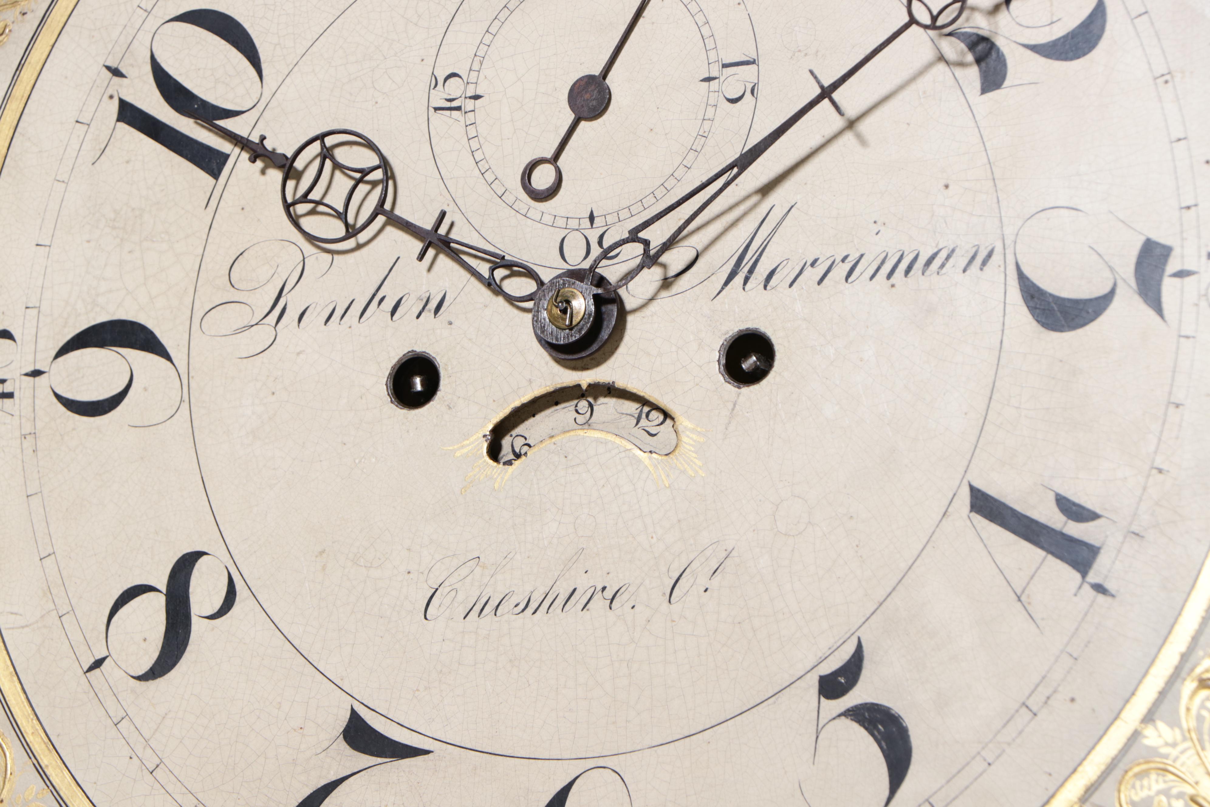 Reuben Merriman Federal Mahogany Tall Case Clock, Late 18th/ Early 19th Century