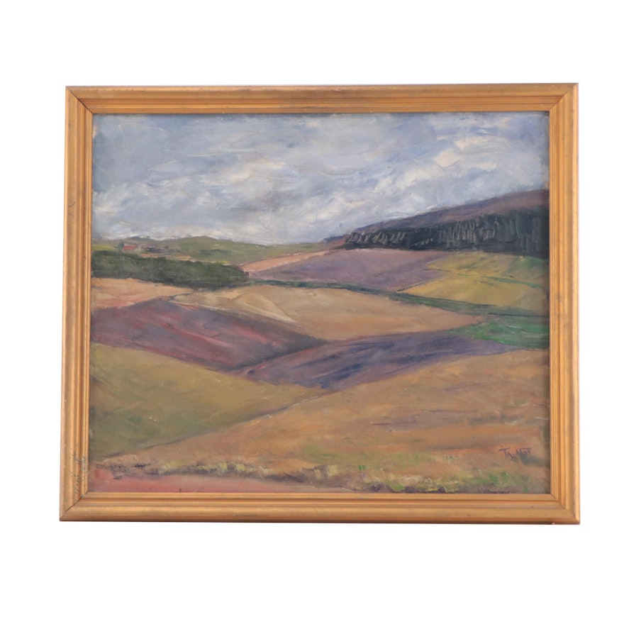 Valley Landscape Oil Painting, 1935
