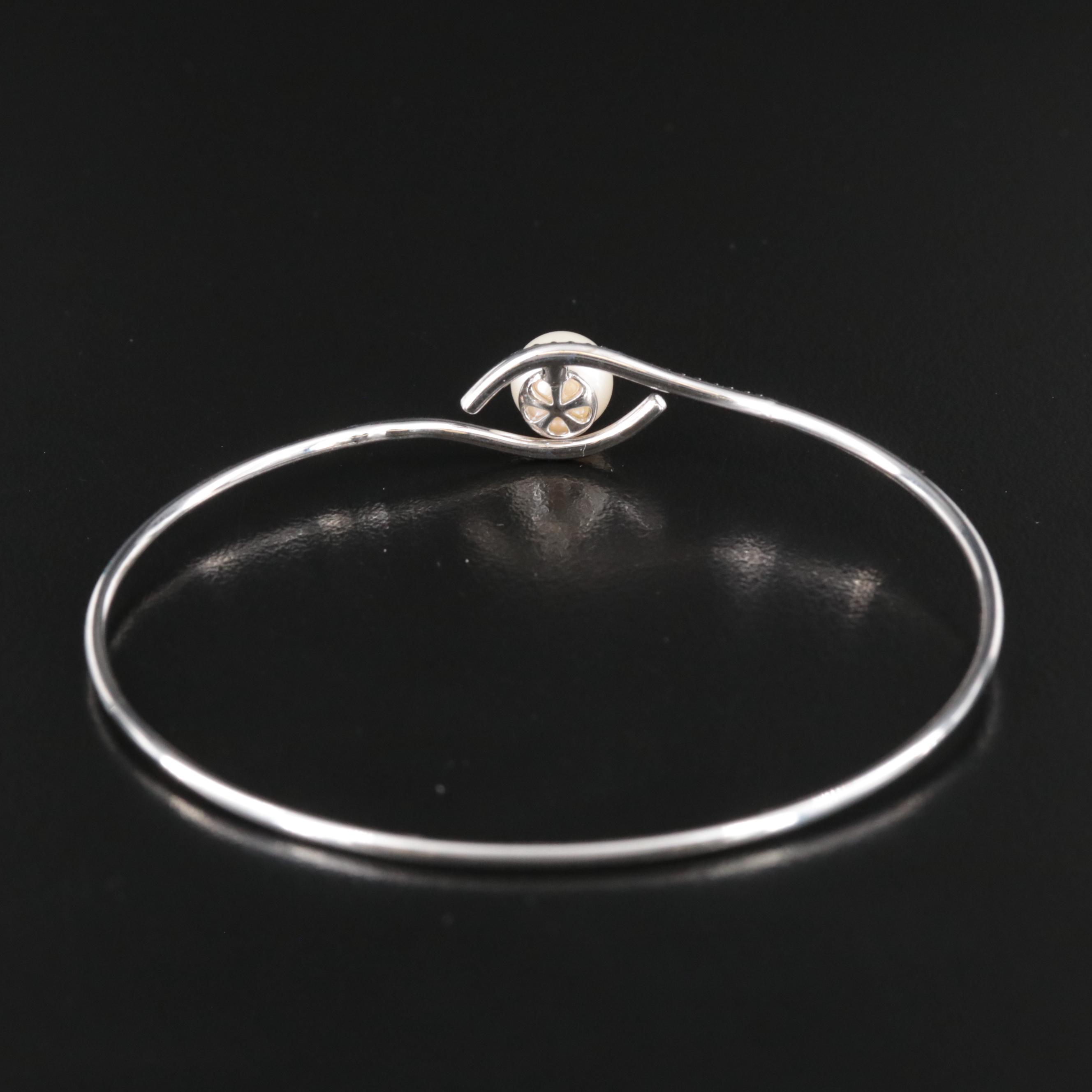 Sterling Pearl and Topaz Open Top Bracelet