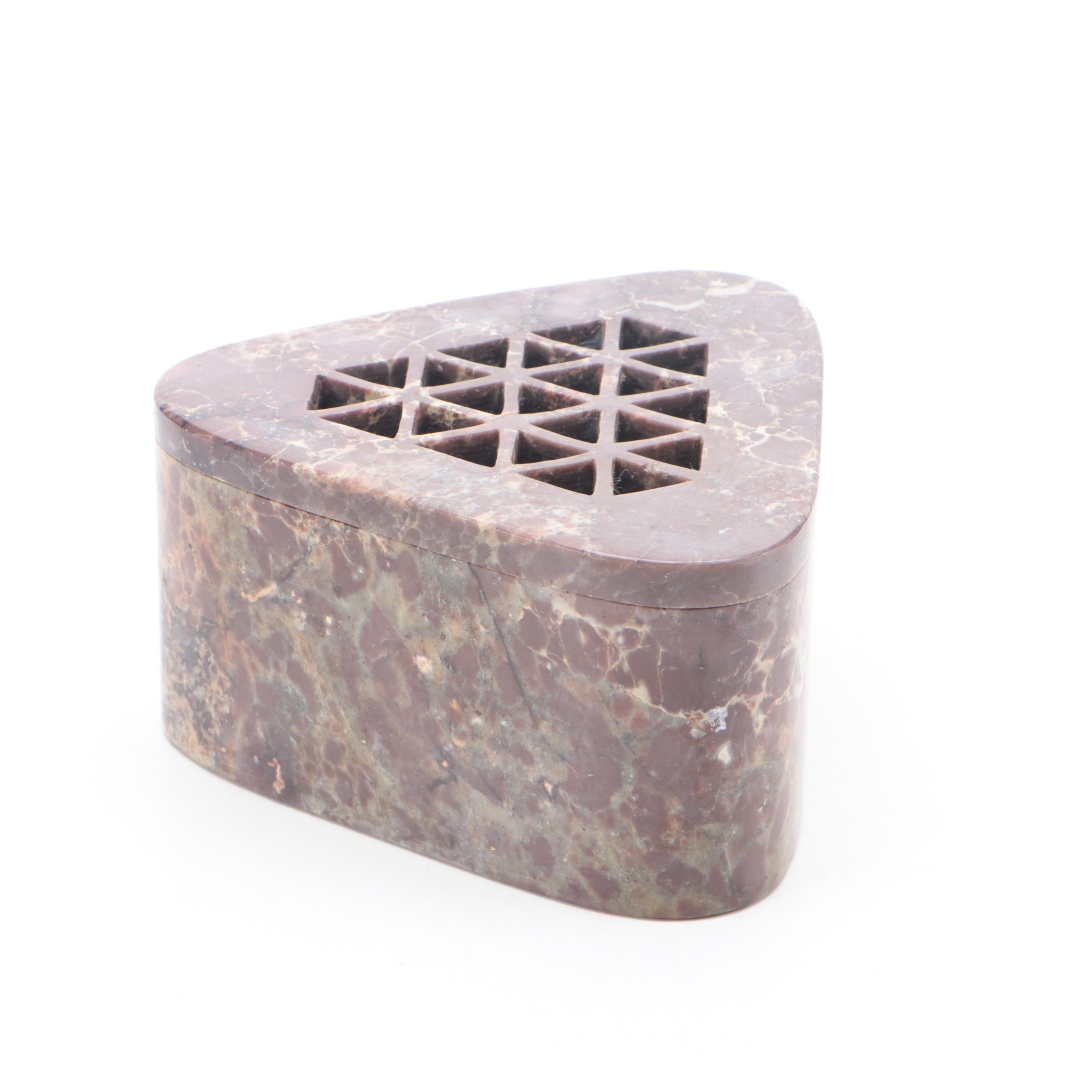 Evans Pottery Desert Sands Ceramic Vases with Carved Soapstone Box