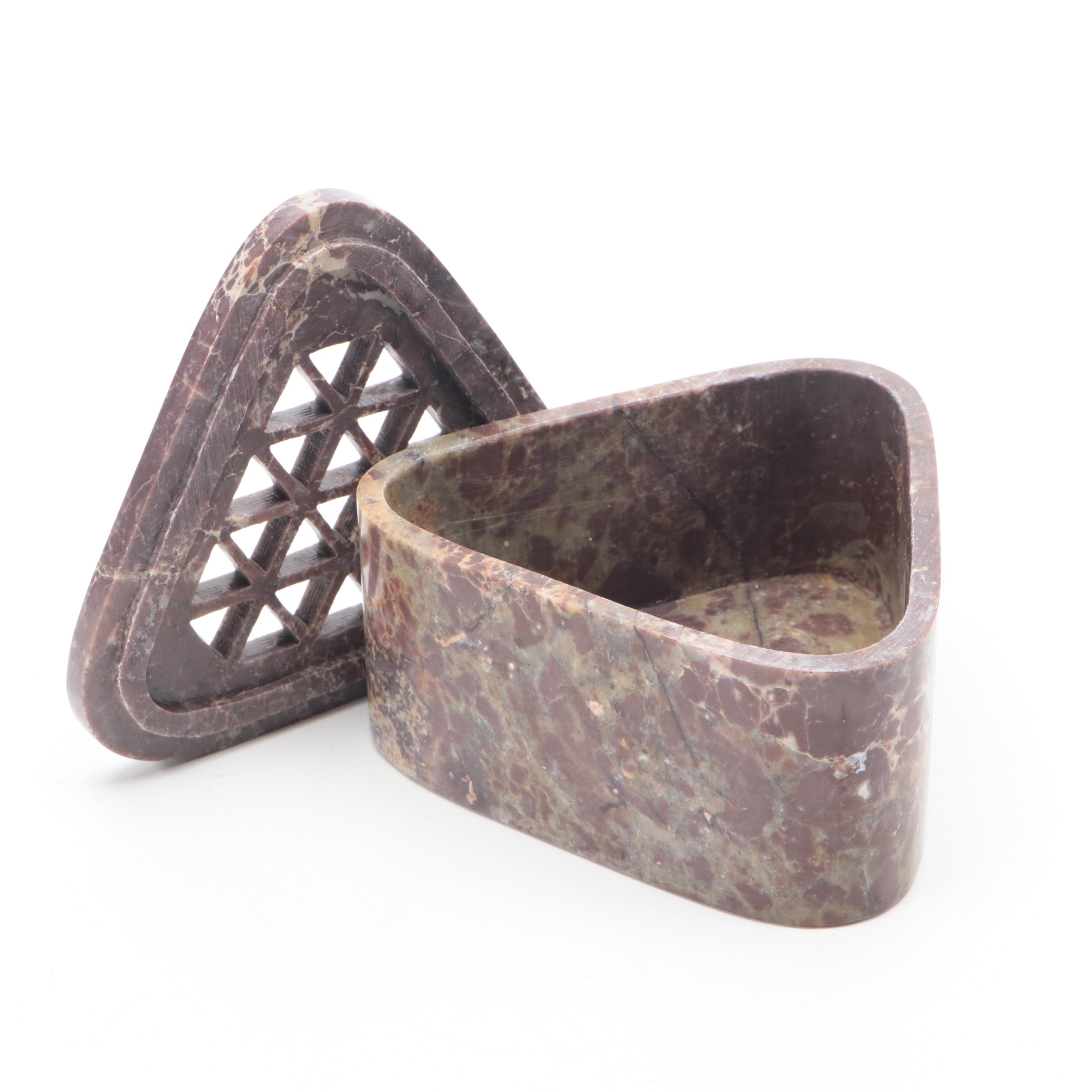 Evans Pottery Desert Sands Ceramic Vases with Carved Soapstone Box