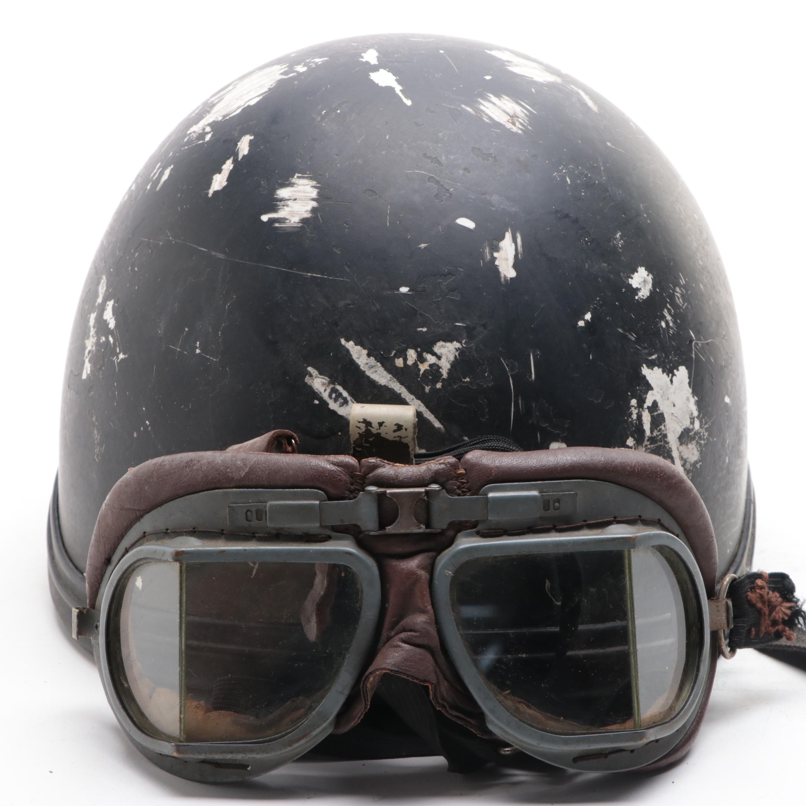 Buco Motorcycle Helmet with Goggles, Mid-20th Century