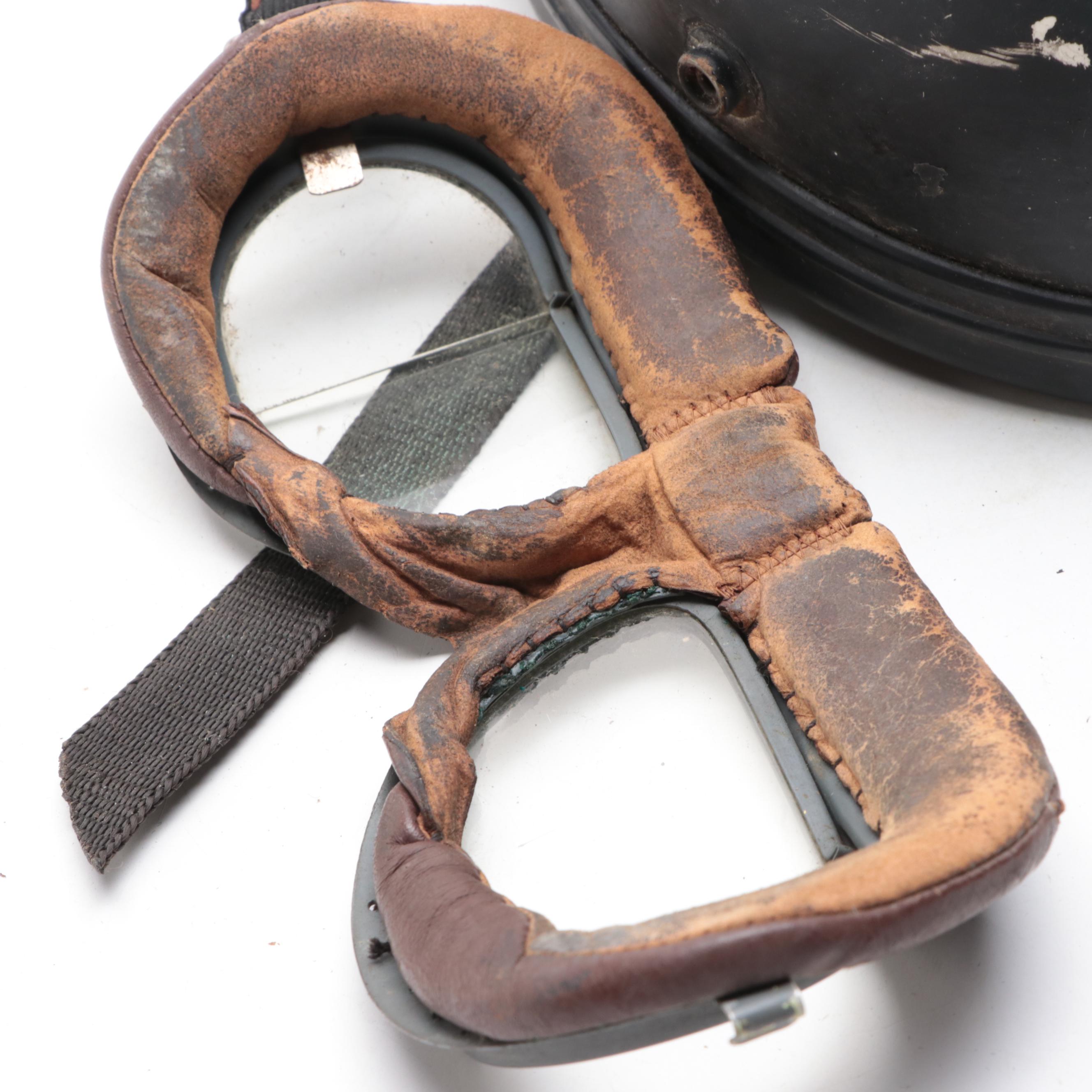 Buco Motorcycle Helmet with Goggles, Mid-20th Century