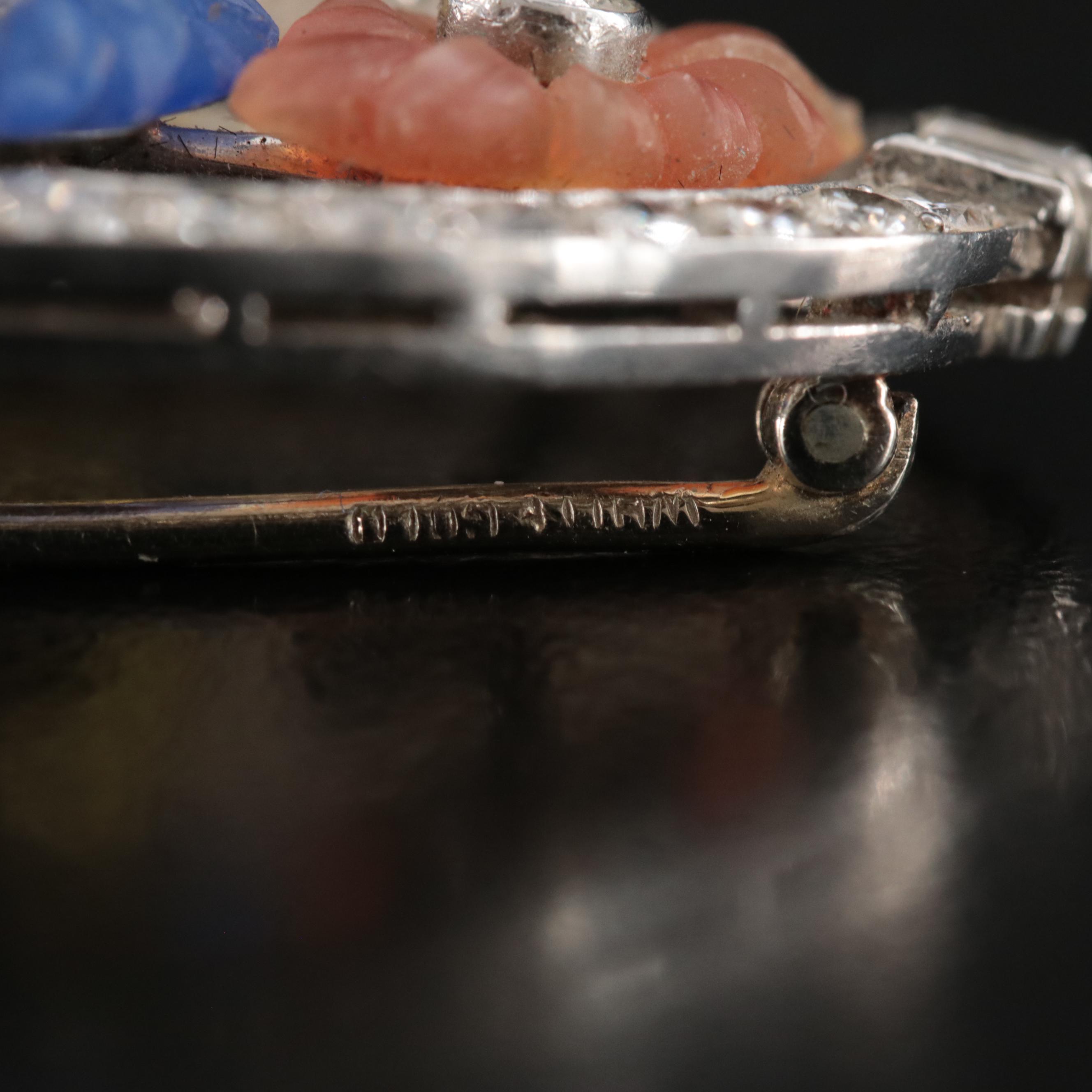 Austrian Platinum Quartz and 2.87 CTW Diamond Floral Brooch