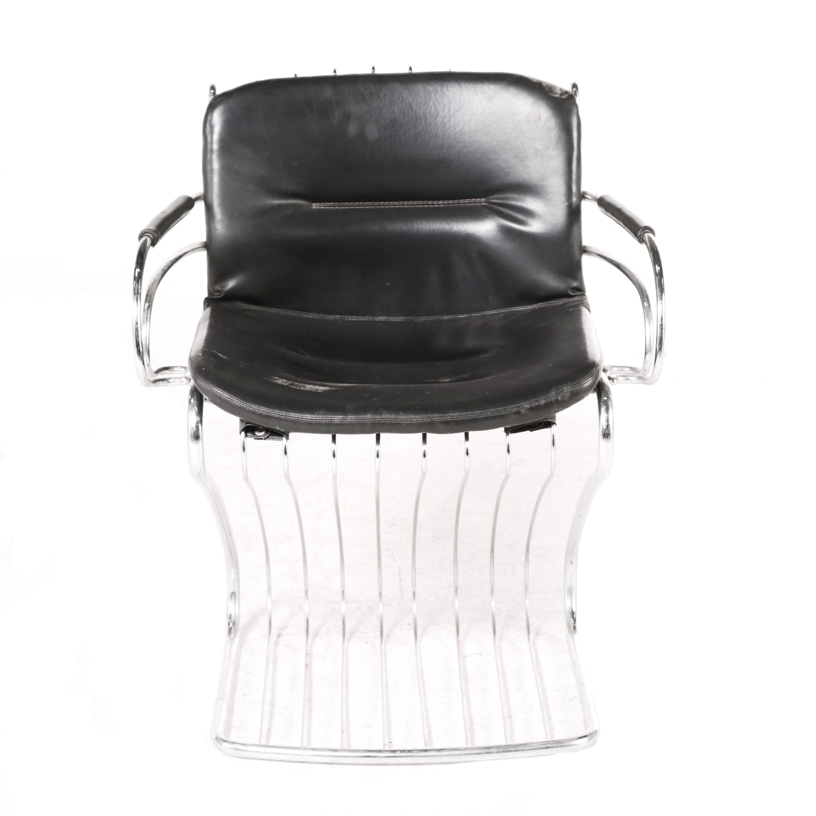 Gastone Rinaldi for Rima Italian Modernist Chromed Tubular Metal Dining Armchair