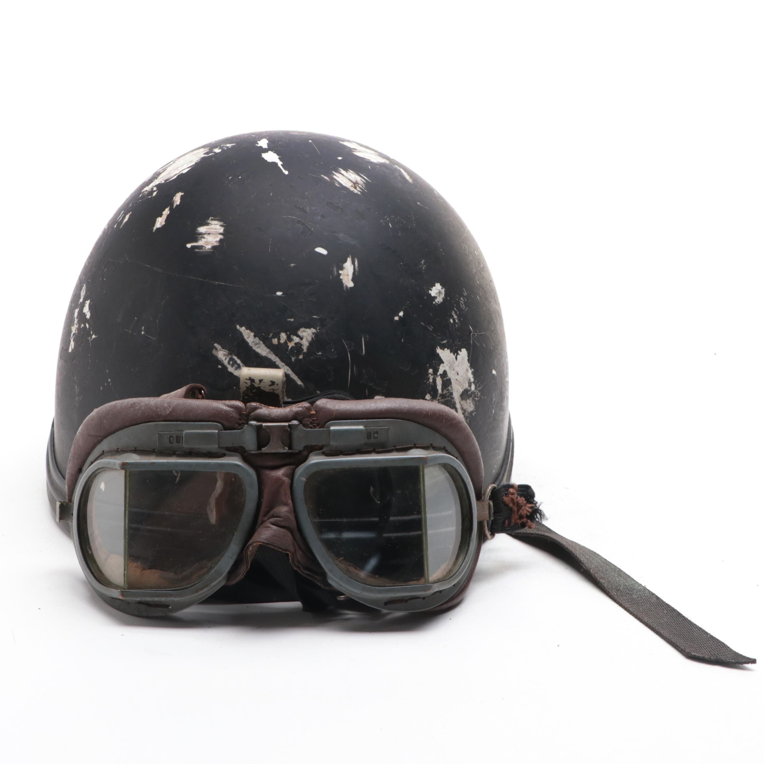 Buco Motorcycle Helmet with Goggles, Mid-20th Century