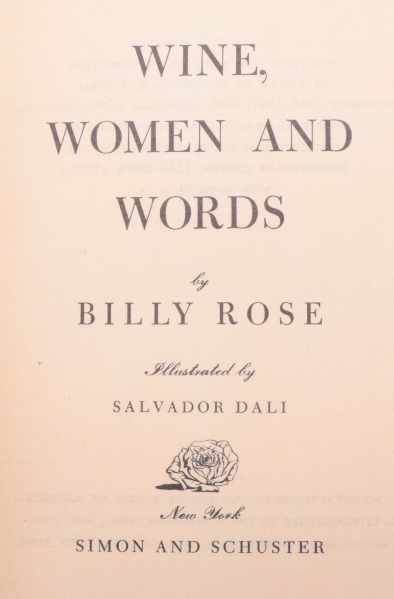 Salvador Dalí Illustrated "Wine, Women and Words" by Billy Rose, 1948