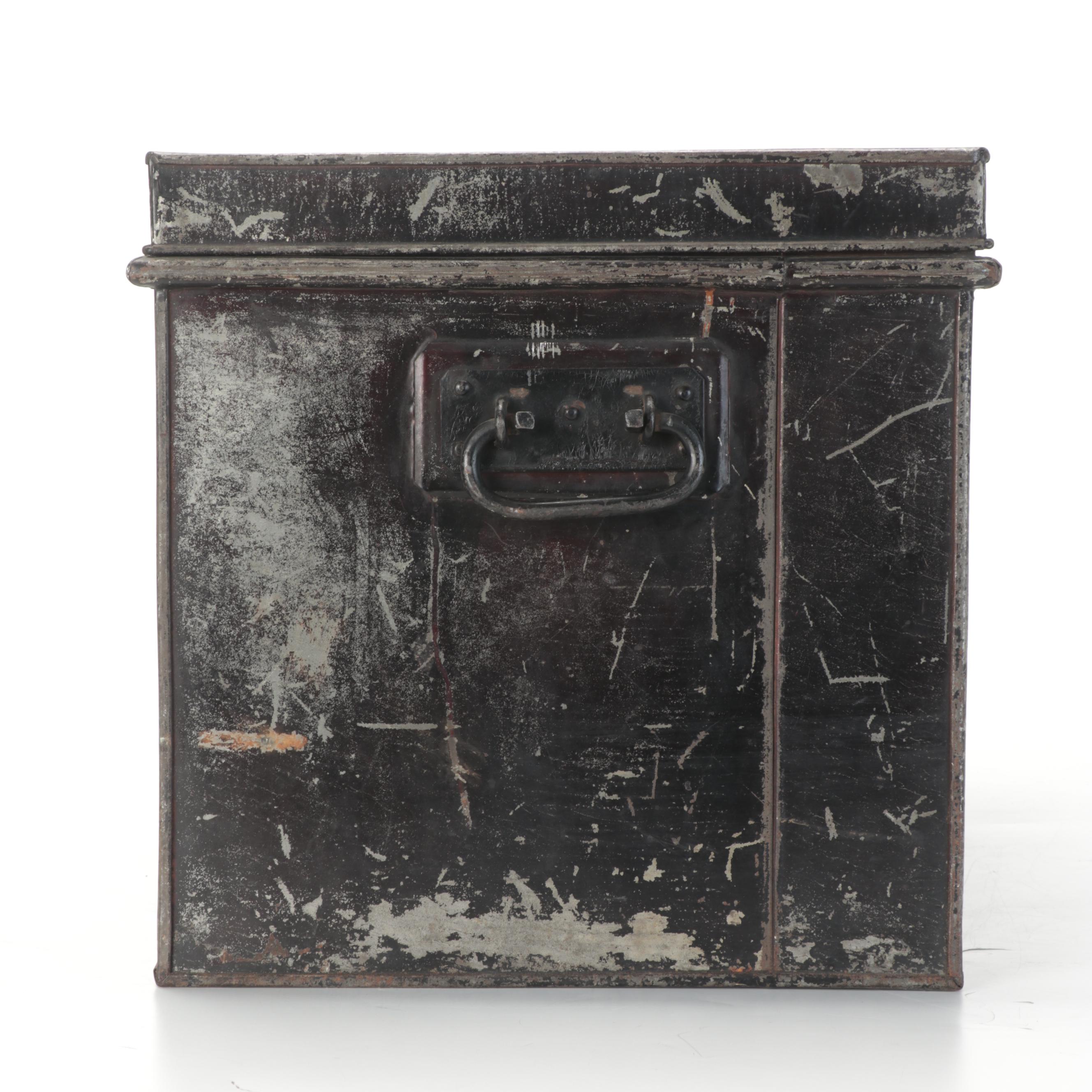 Victorian Locking Metal Box, Marked "Thomas Bacot, Cincinnati, Ohio"