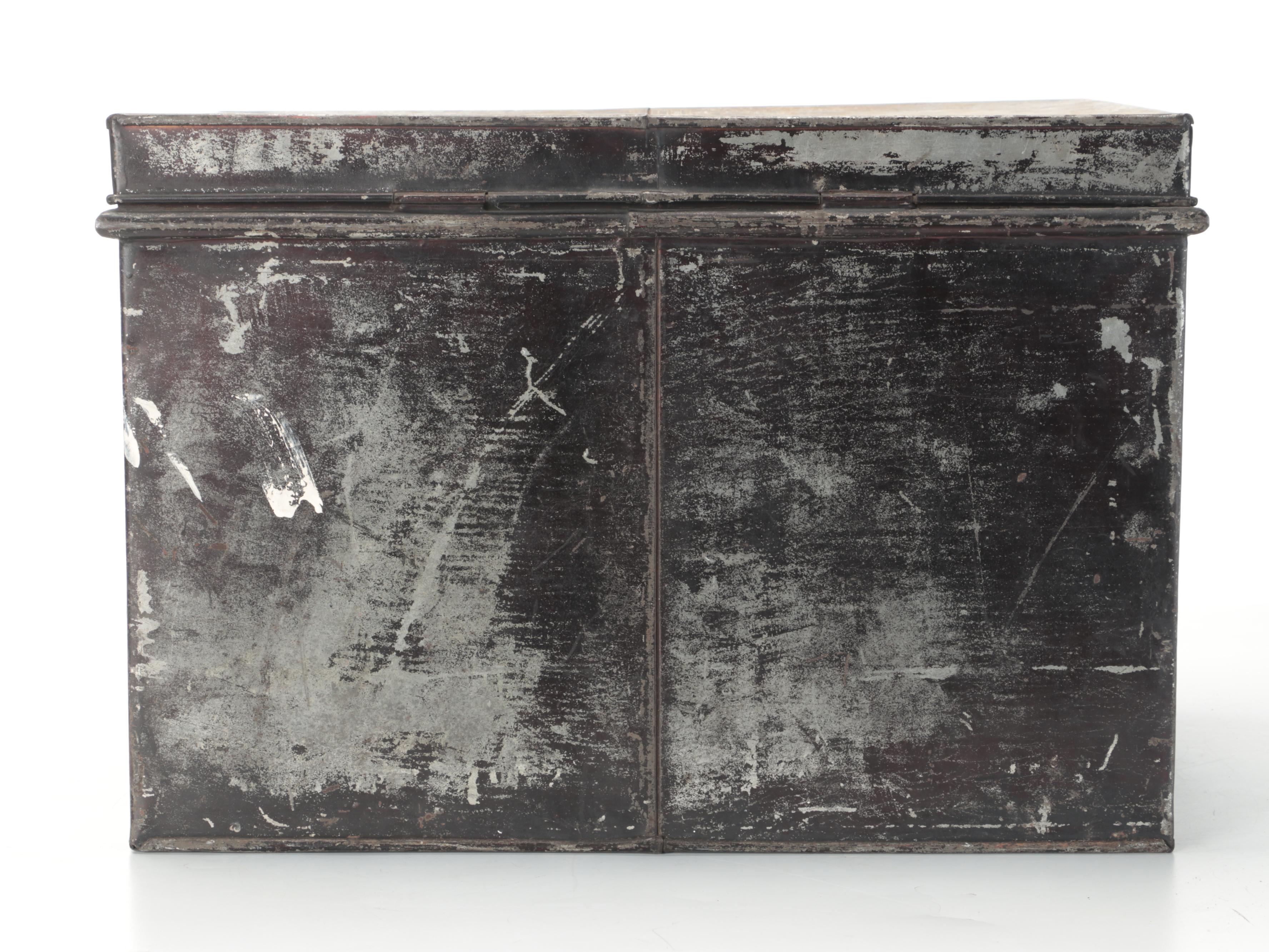 Victorian Locking Metal Box, Marked "Thomas Bacot, Cincinnati, Ohio"