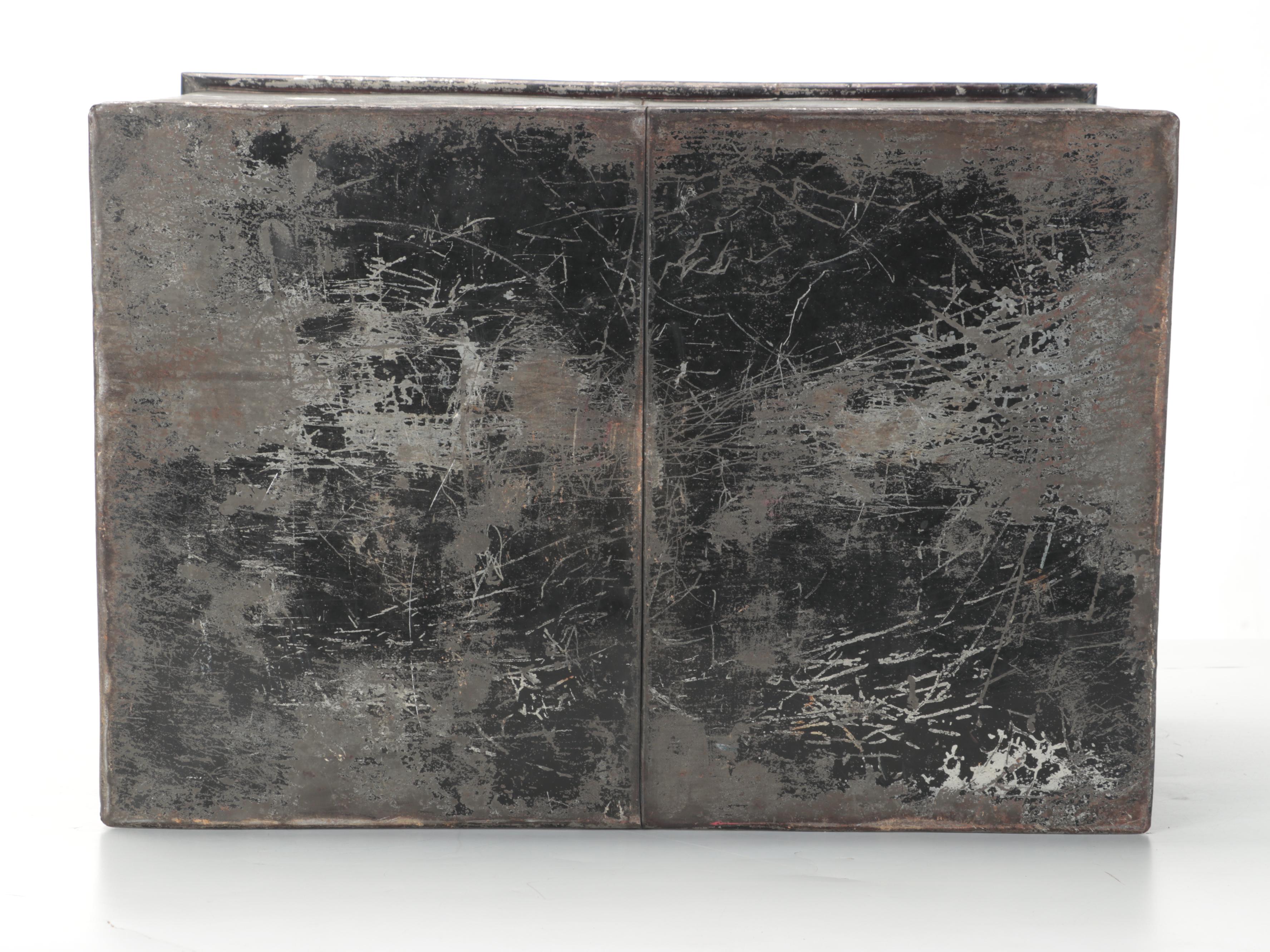Victorian Locking Metal Box, Marked "Thomas Bacot, Cincinnati, Ohio"