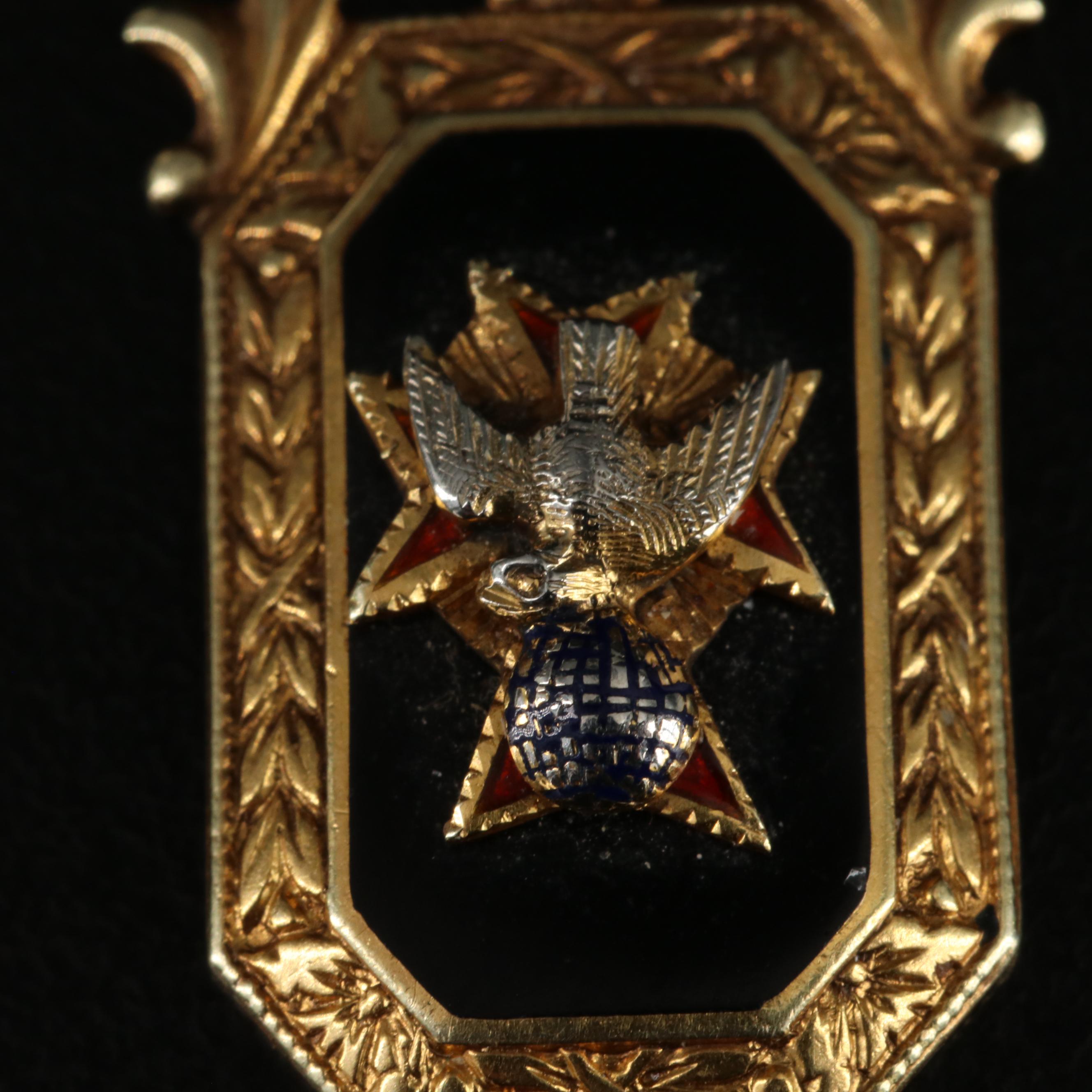 Vintage 14K Enamel Dove, Cross and Globe Pendant