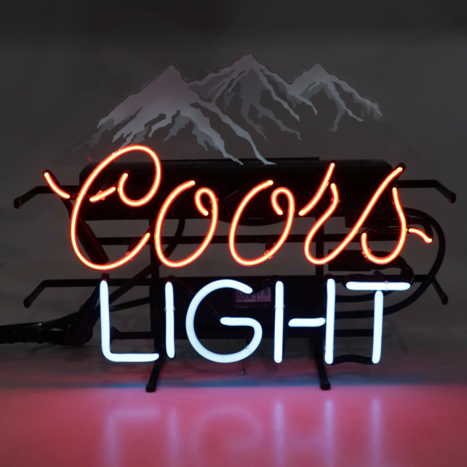 Evertron Coors Light Neon Sign Featuring Snow-Capped Mountains, 1996