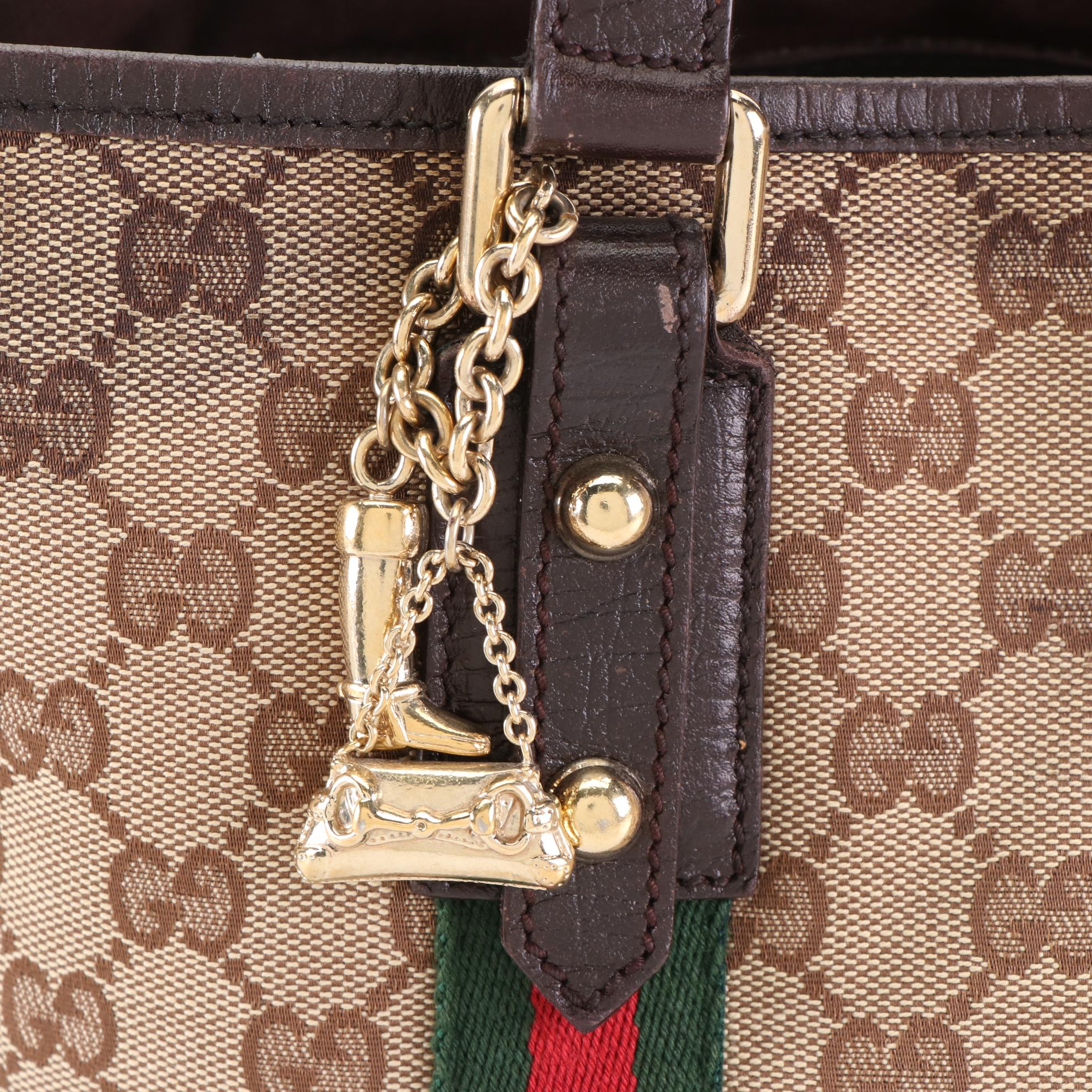 Gucci Jolicoeur Tote in GG Canvas and Leather Trim with Web Stripe Detail