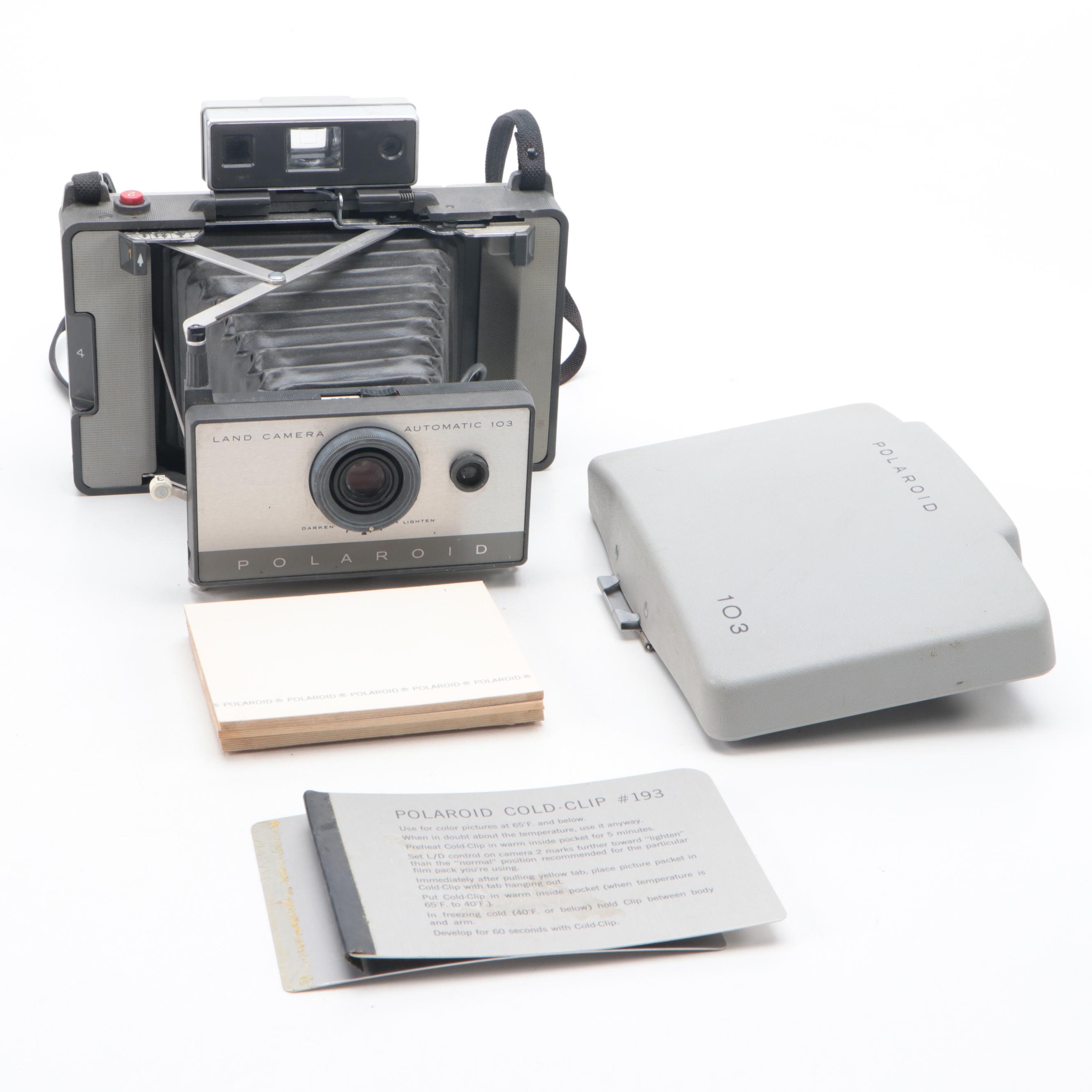 Polaroid Land Camera 103 With and Kodak Pony and Flashbulbs, Accessories