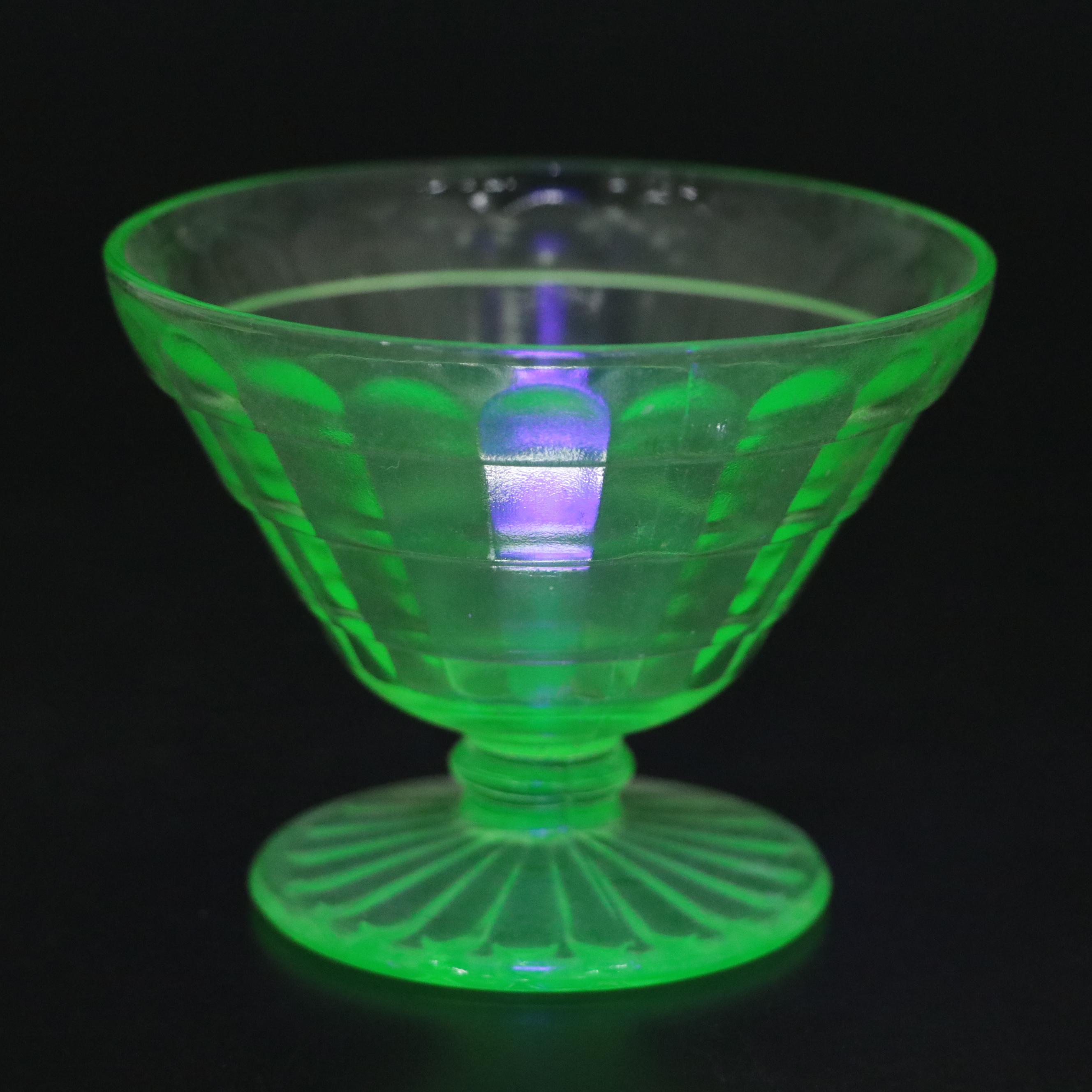Green Uranium Glass Plates and Cups, Mid-20th Century