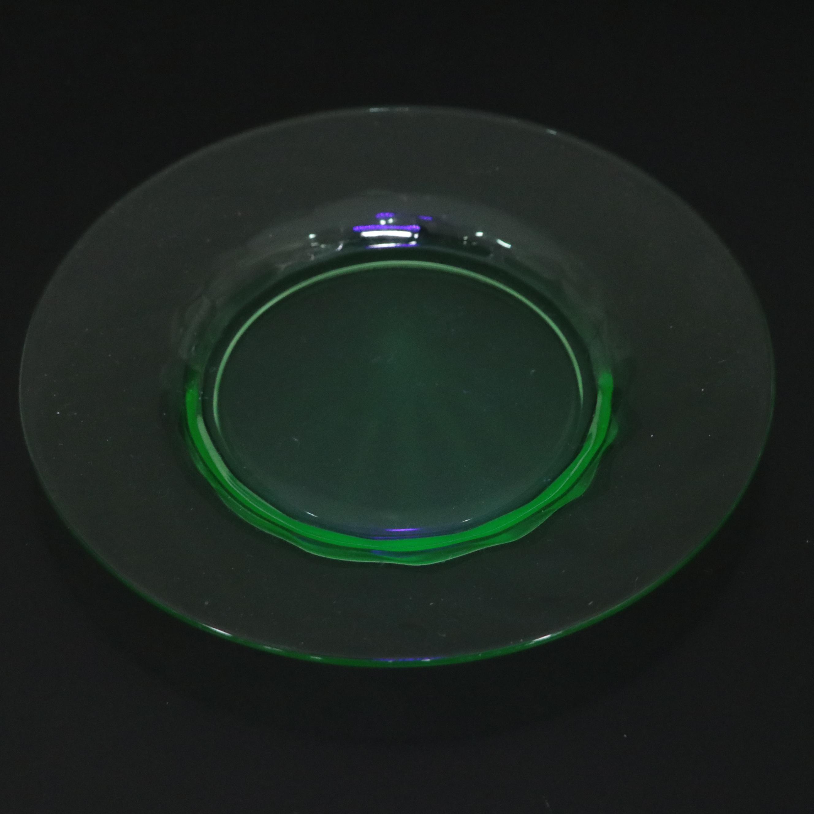 Green Uranium Glass Plates and Cups, Mid-20th Century