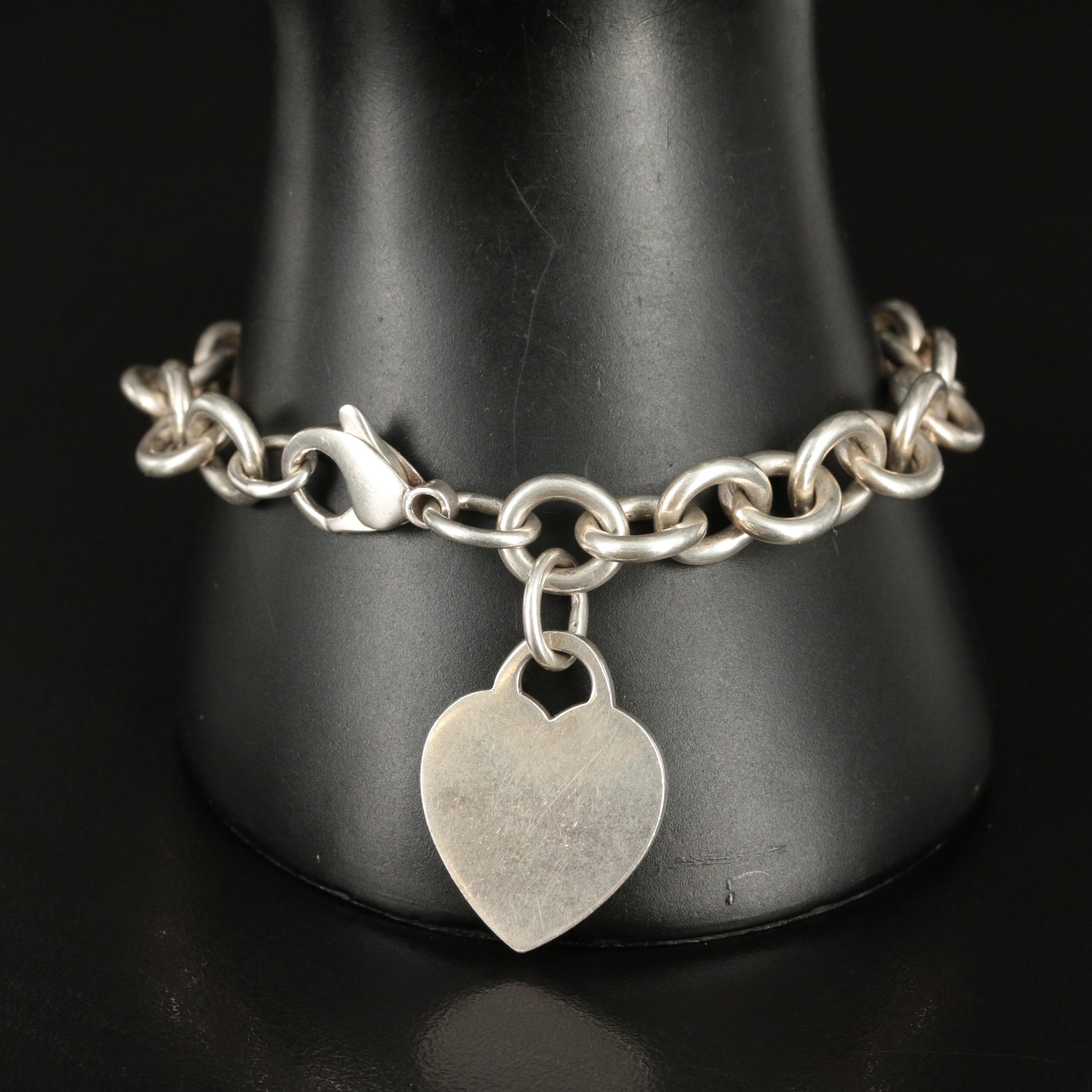 Tiffany & Co. Sterling Heart Charm Bracelet